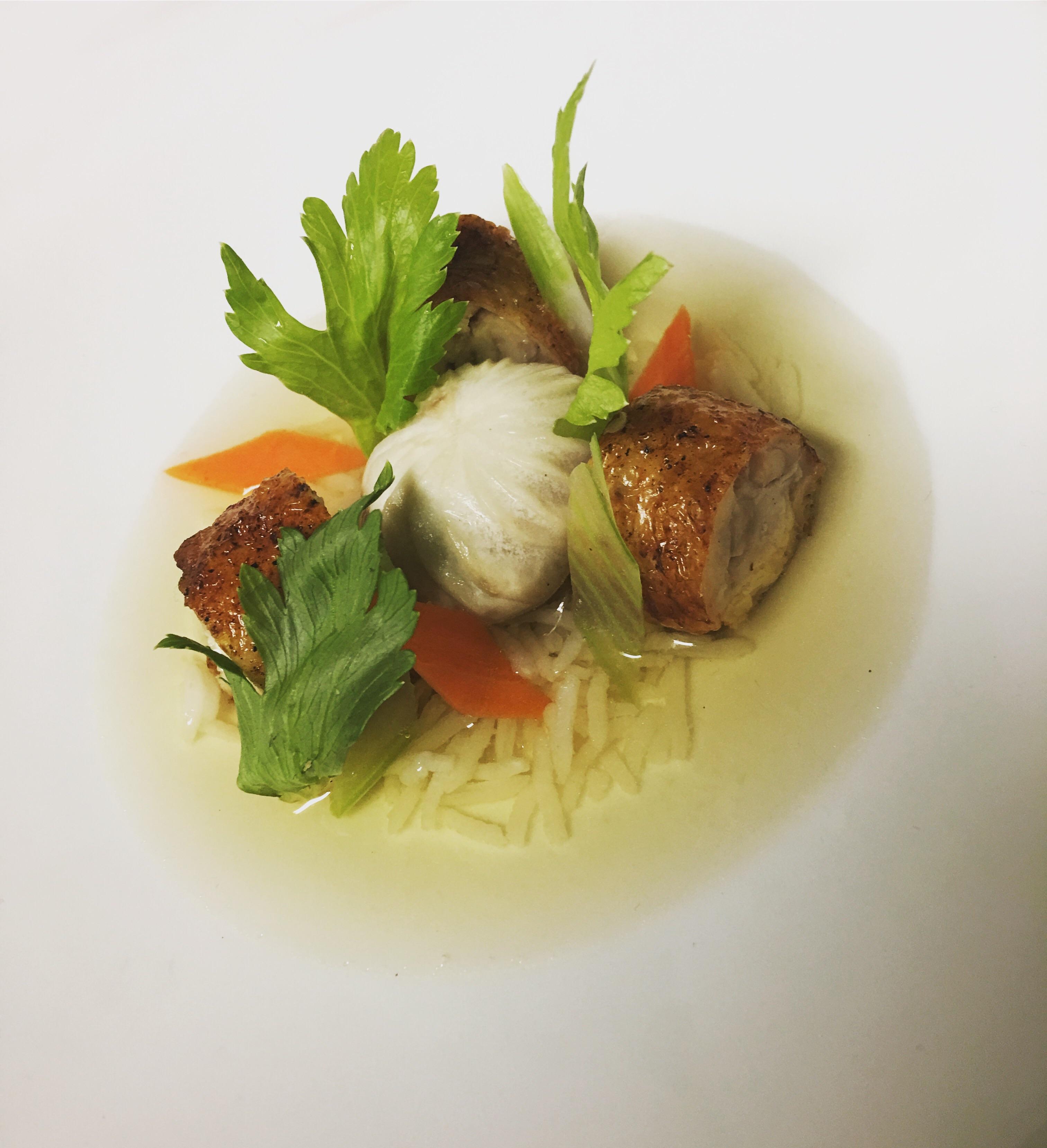 Week 13 Escoffier Consomme Aux Ailerons, Vegetables Paysanne, Grooved Mushrooms r