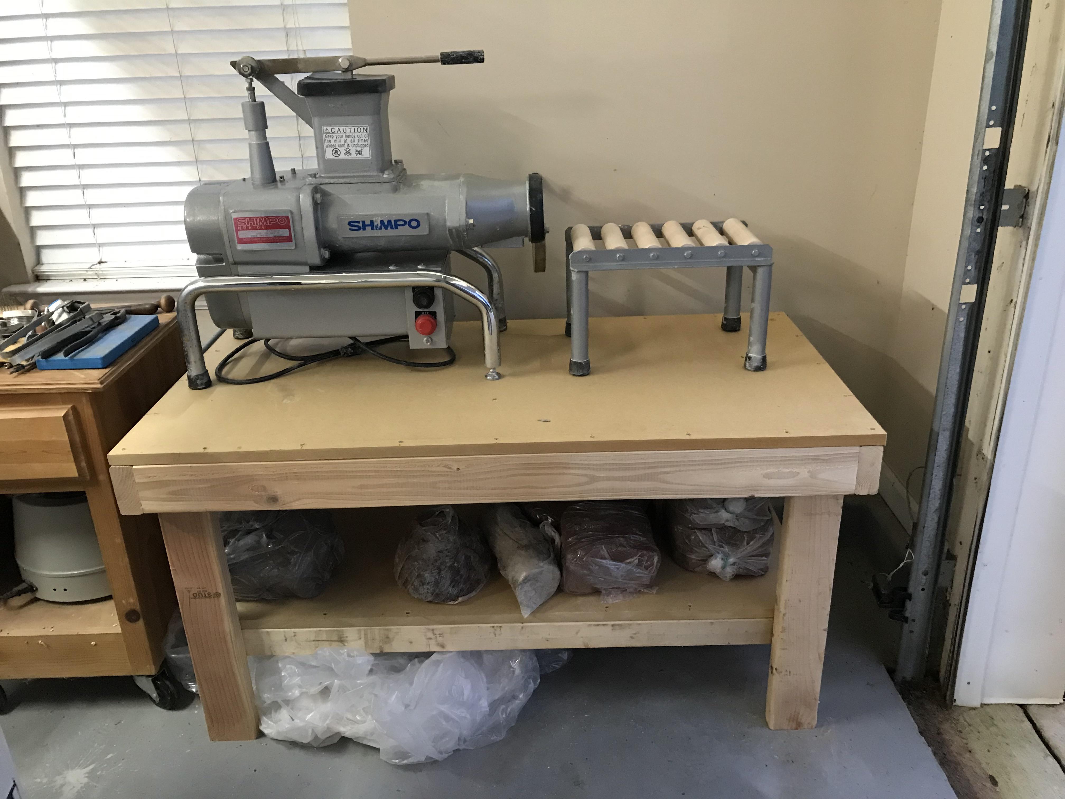 Got a pug mill! Had to make it a table! r/Pottery