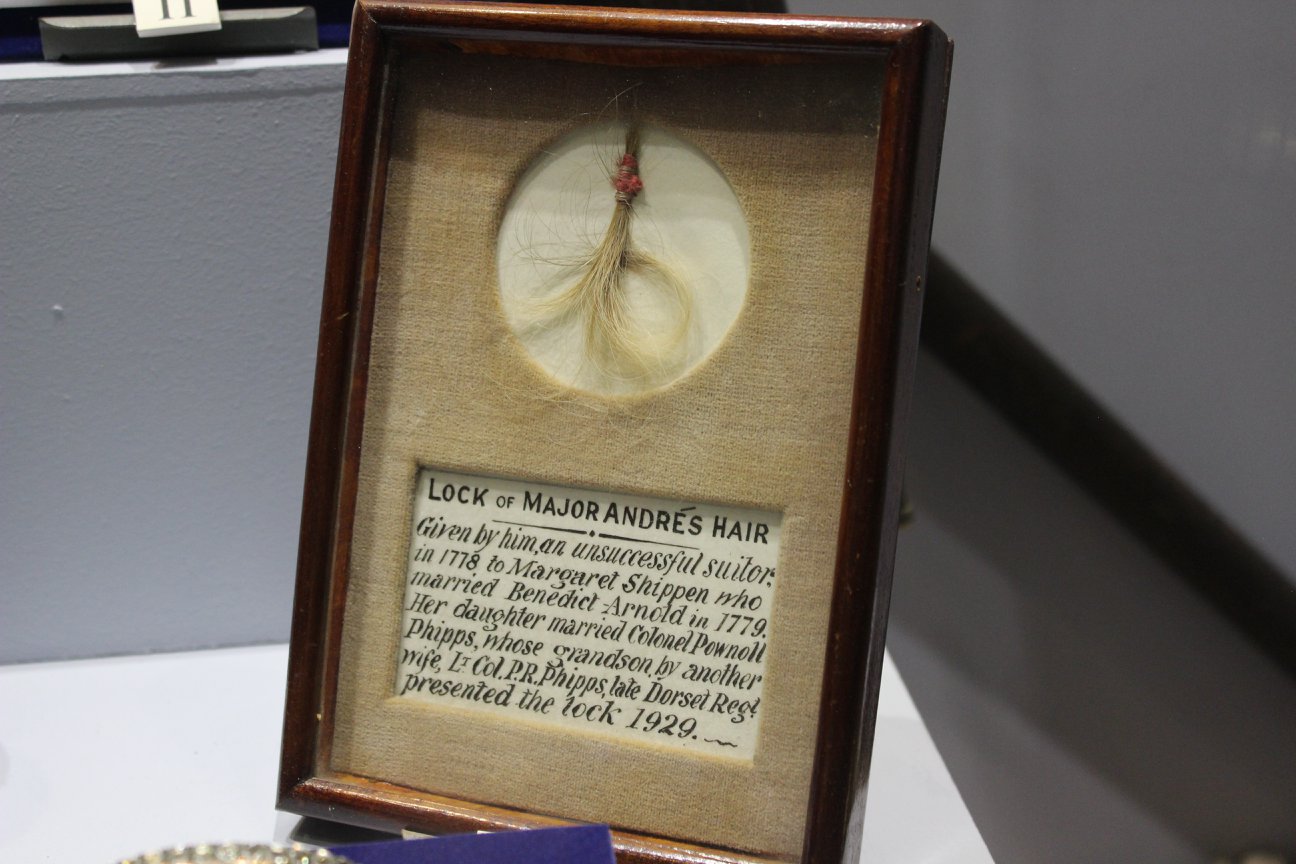 Lock of Major John Andre's Hair on display at The Keep Military