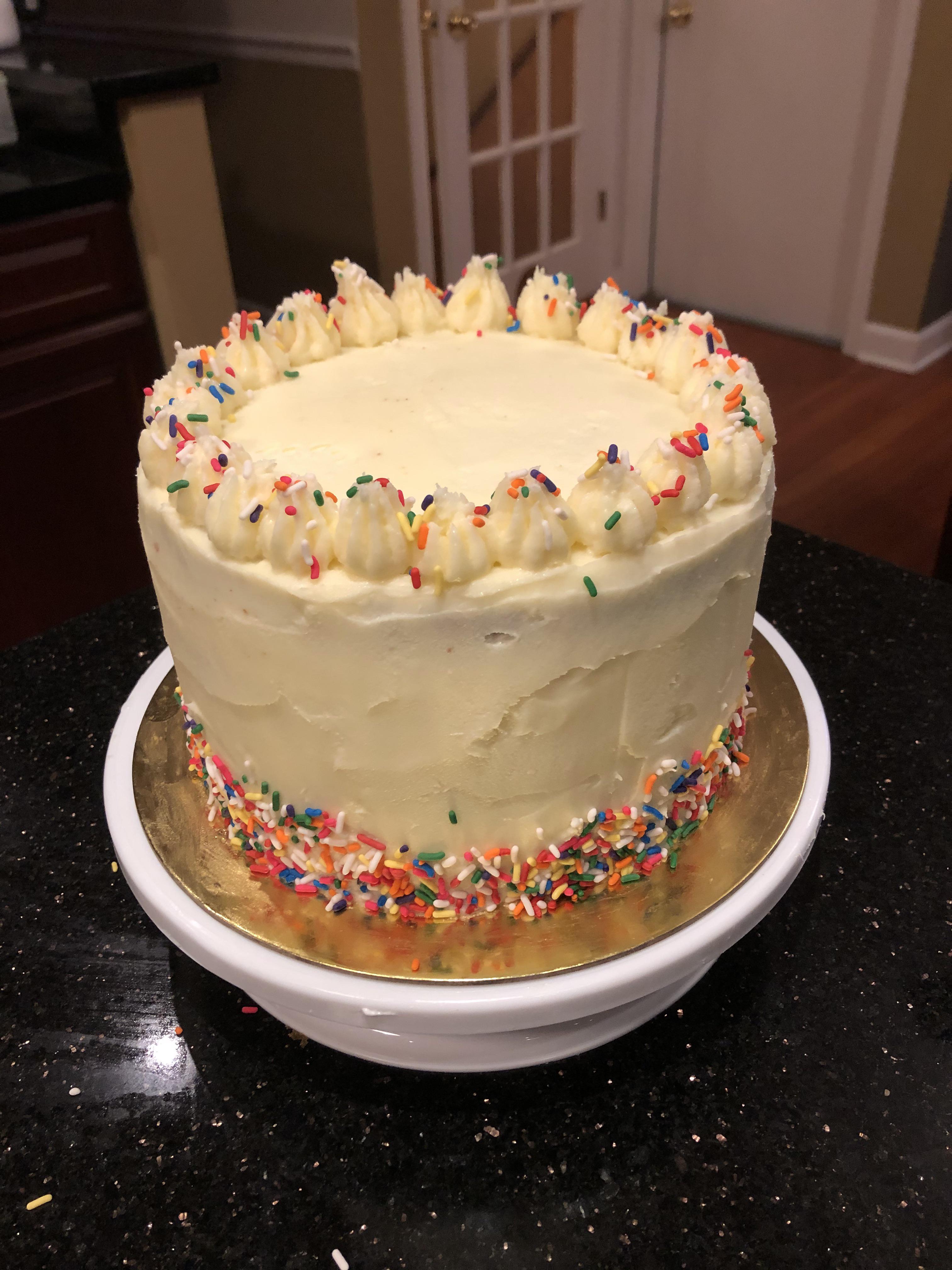 4 layer Funfetti cake made from scratch for my sister’s bridal shower