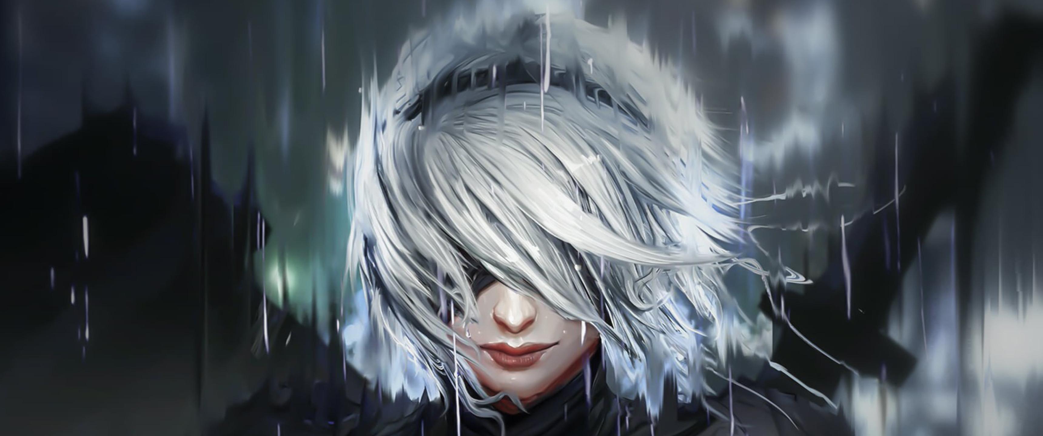 Nier Automata Raining 3440 x 1440 r/WidescreenWallpaper