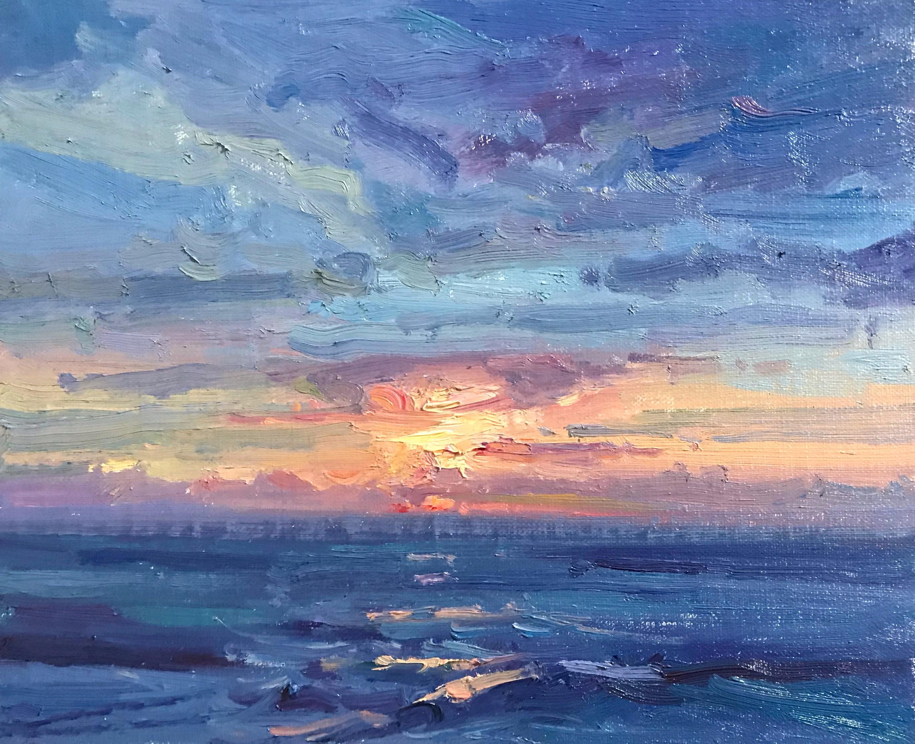 Sunrise Seascape, oil on canvas, 9”x11” r/Art