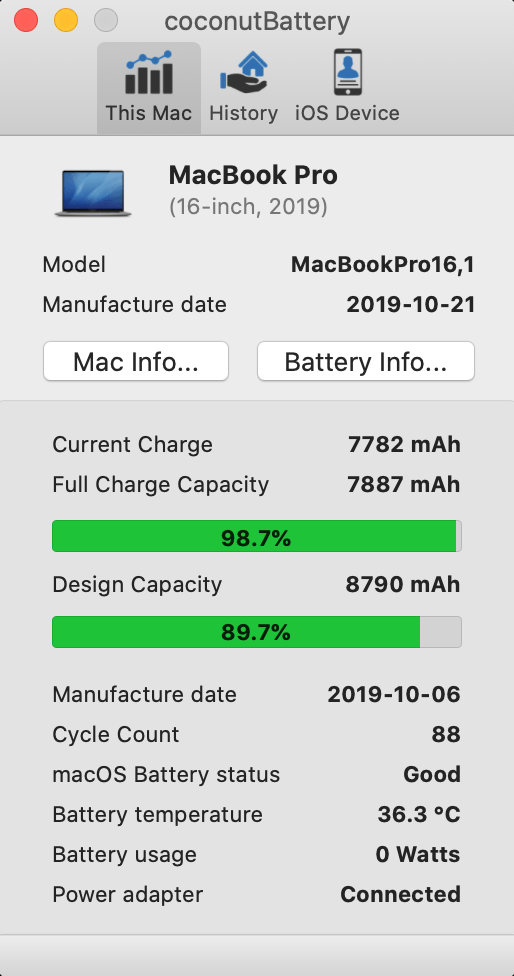 Excessive Battery Wear MacBook Pro 16 inch bought in January of 2020