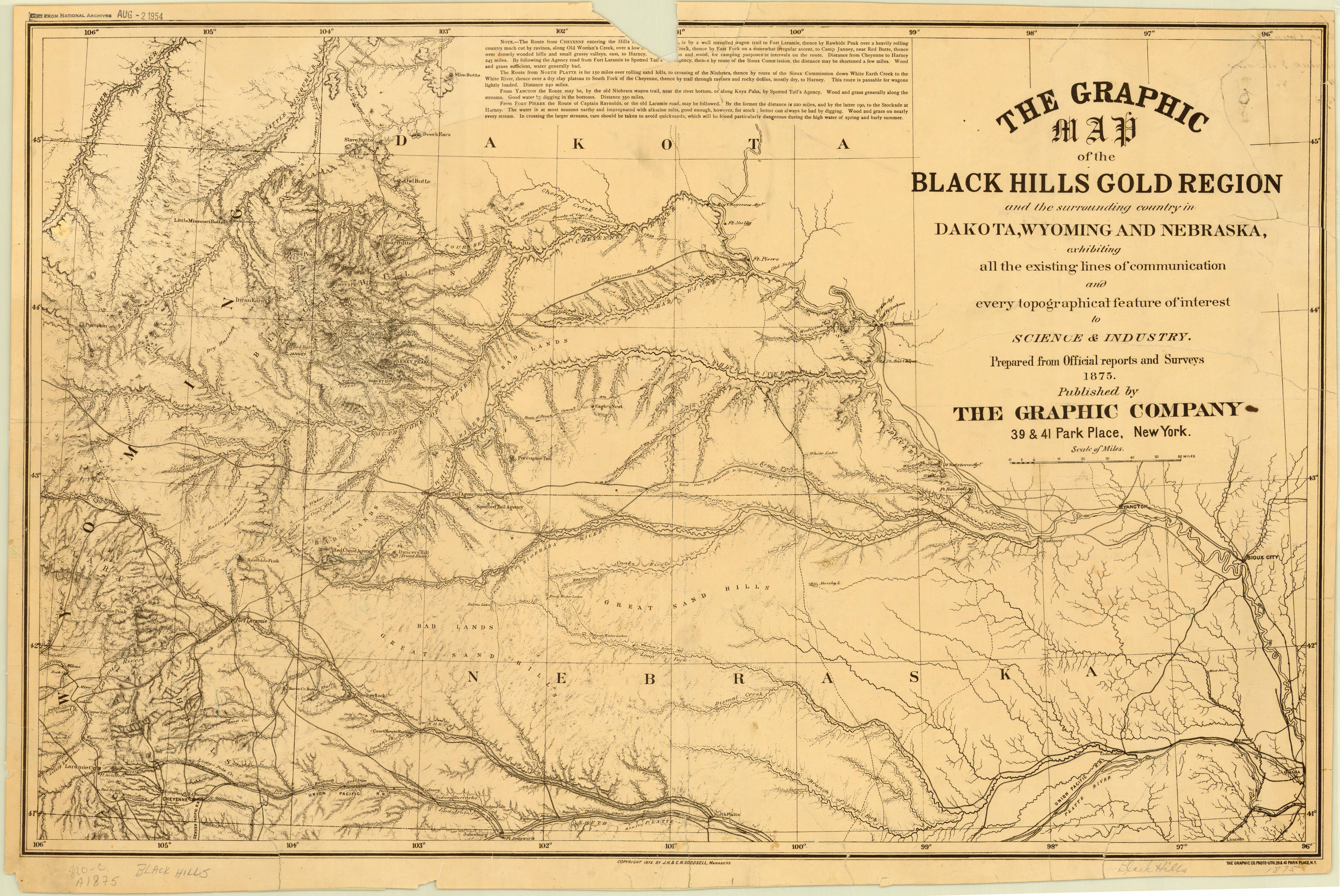 Black Hills Gold Region 1875 r/MapPorn
