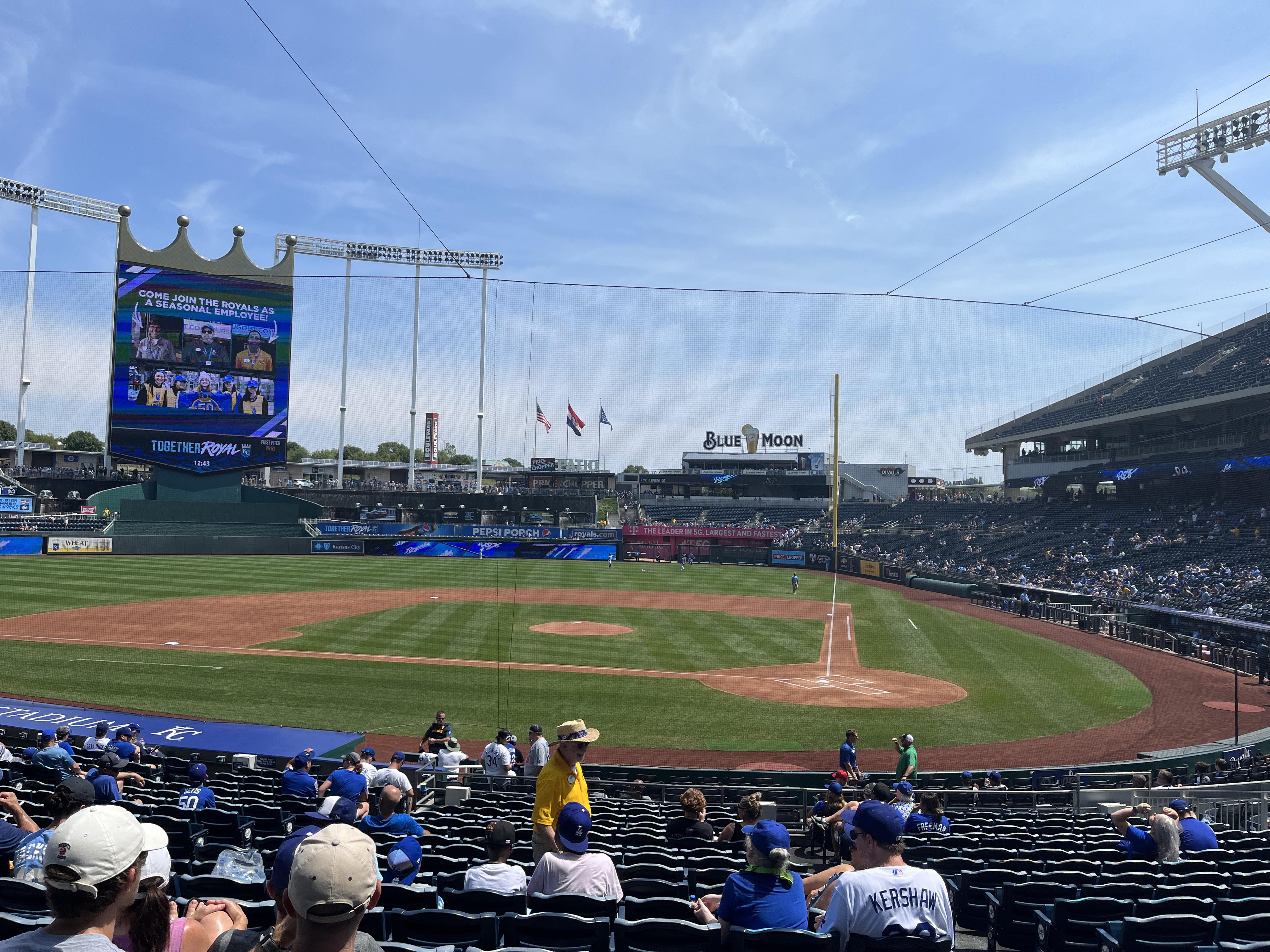 Last game in Kansas City. View for todays game! Let’s go Dodgers! r