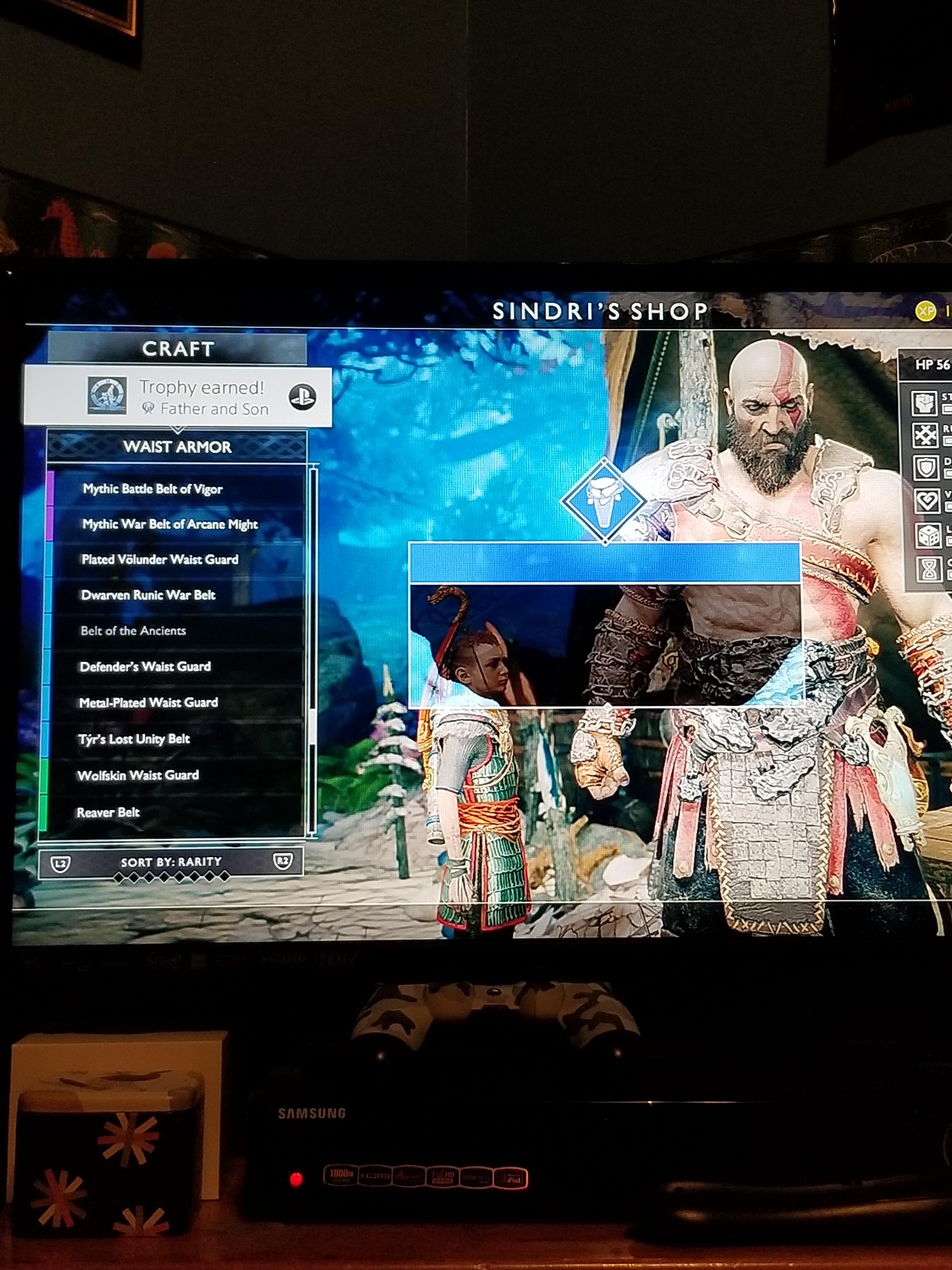 Realized I was only one trophy from Platinum so I made some Ancient Armor r/GodofWar