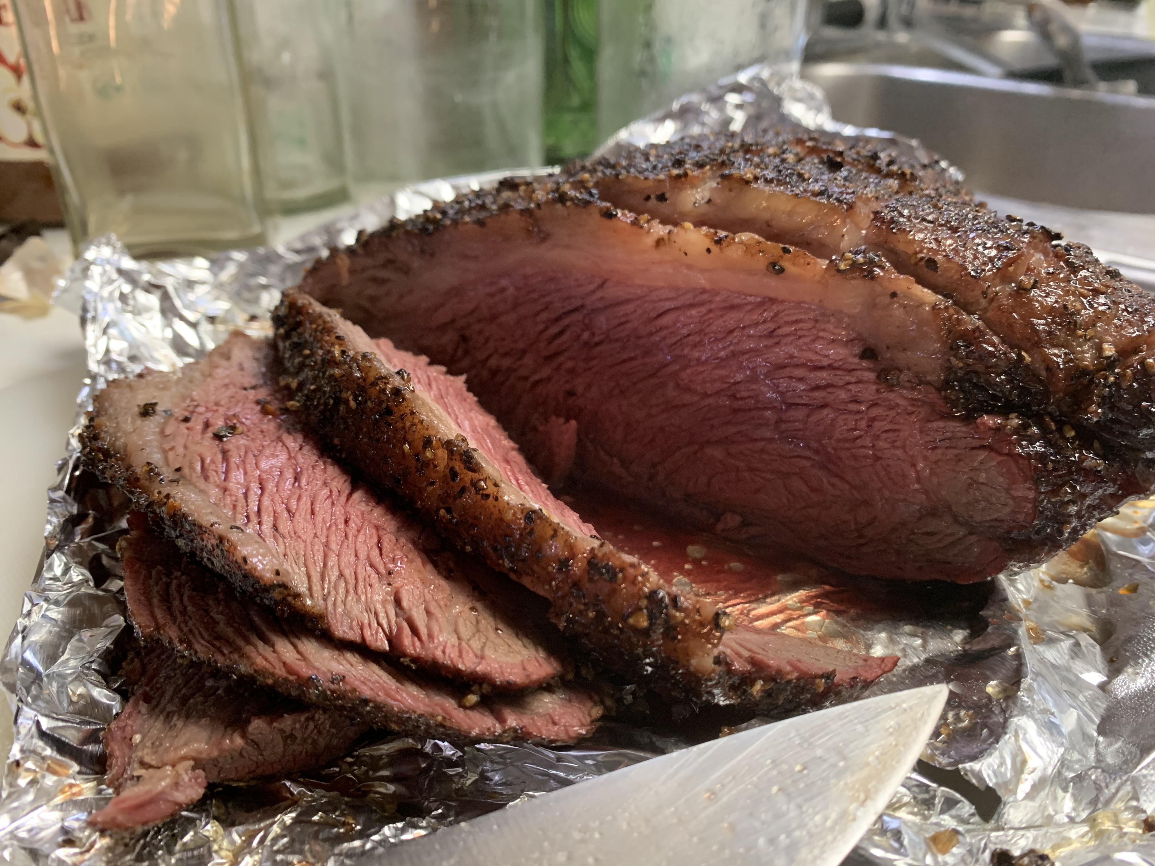 Wagyu Picanha on the Traeger. Salt + pepper rub. Cooked at 180º to 110º