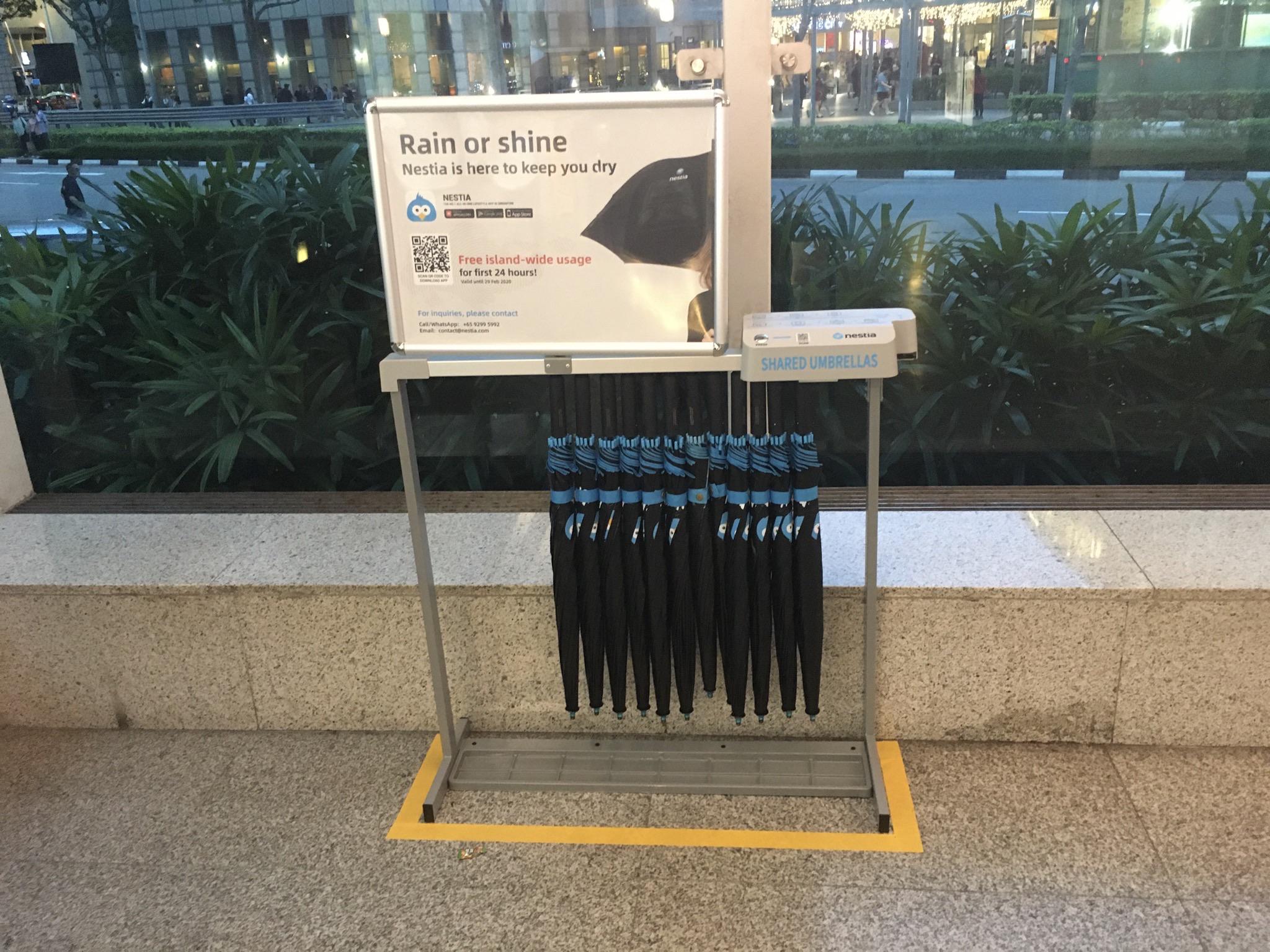 In Singapore you can rent an umbrella using your smart phone r