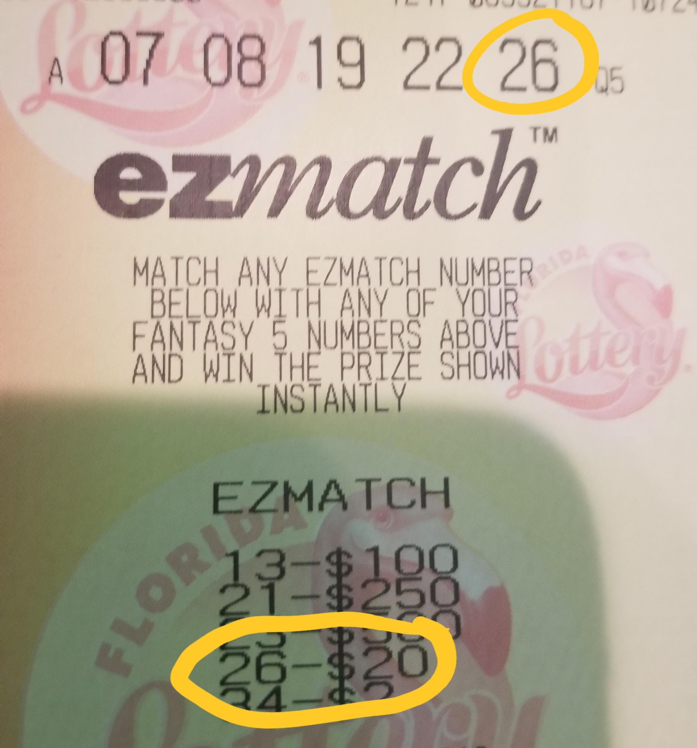 Bought a quick pick lotto ticket with some cash from a tip yesterday
