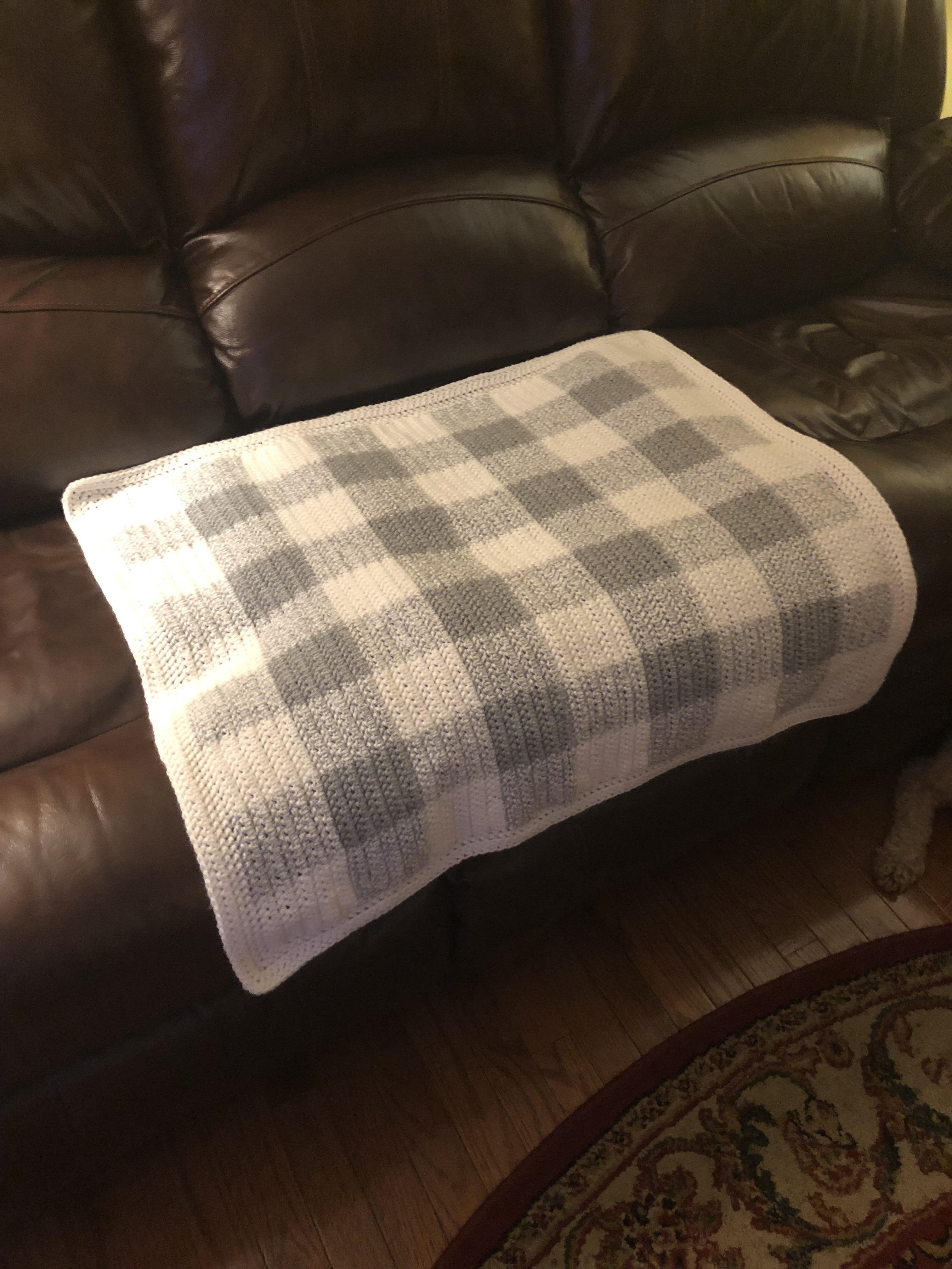 Finished a gingham baby blanket for a friend. This is one of the first