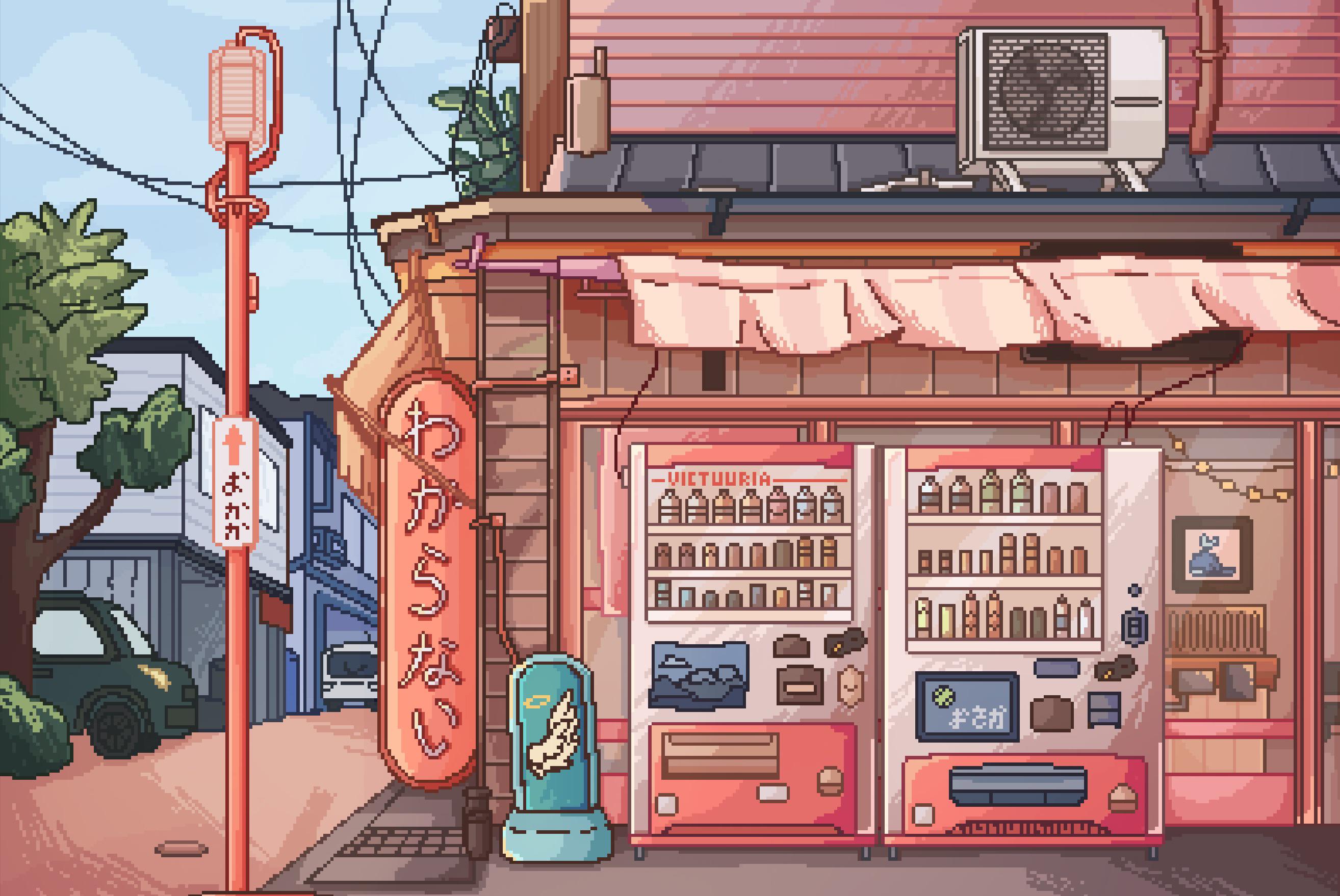 Japanese convenience store with vending machines