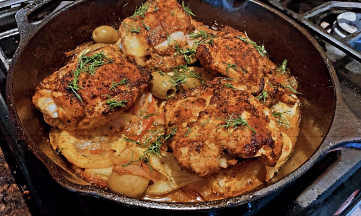 [homemade] Moroccan spiced roast chicken thighs r/food