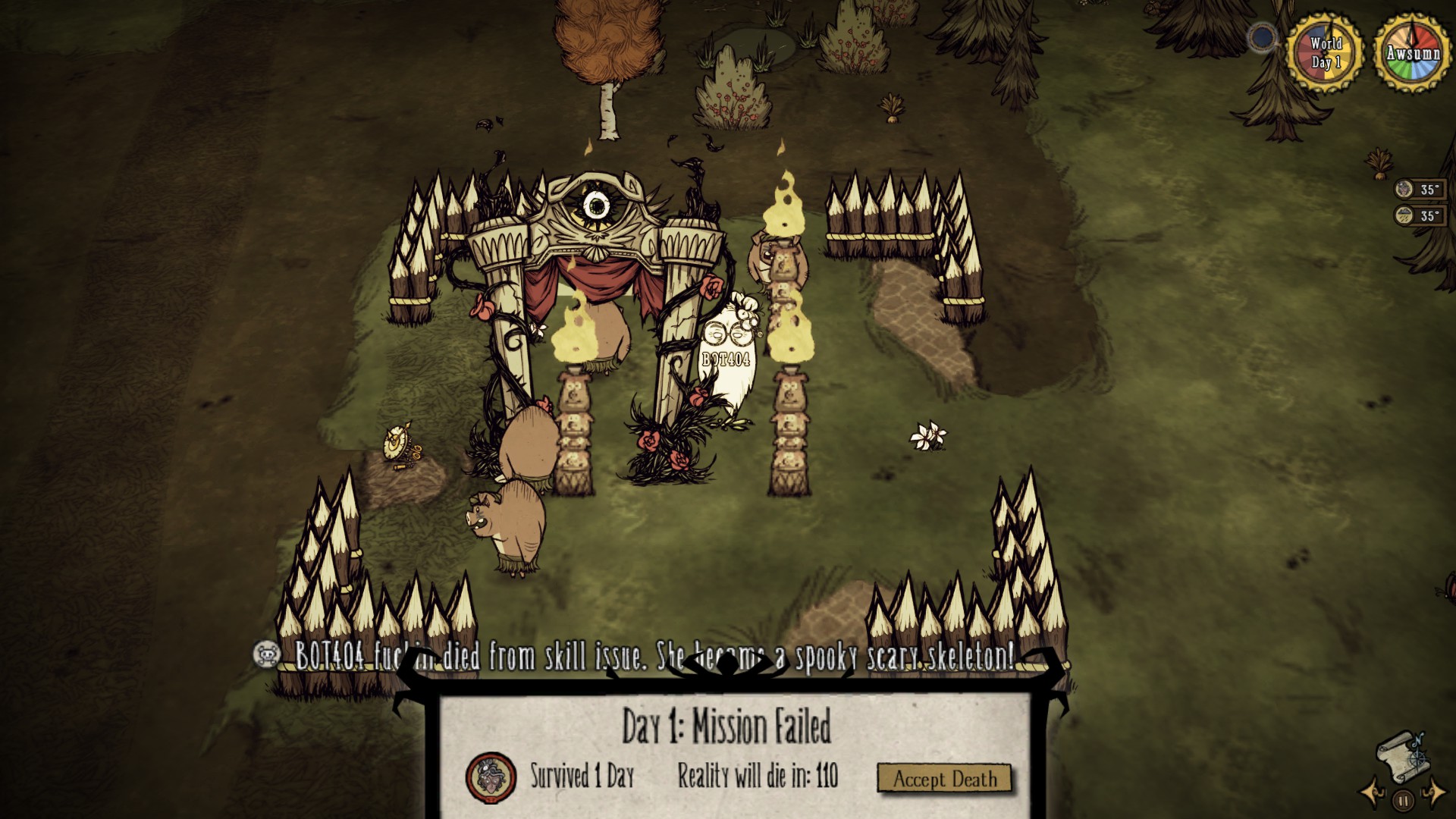 So I started playing DST again after a few months and I got a mod that