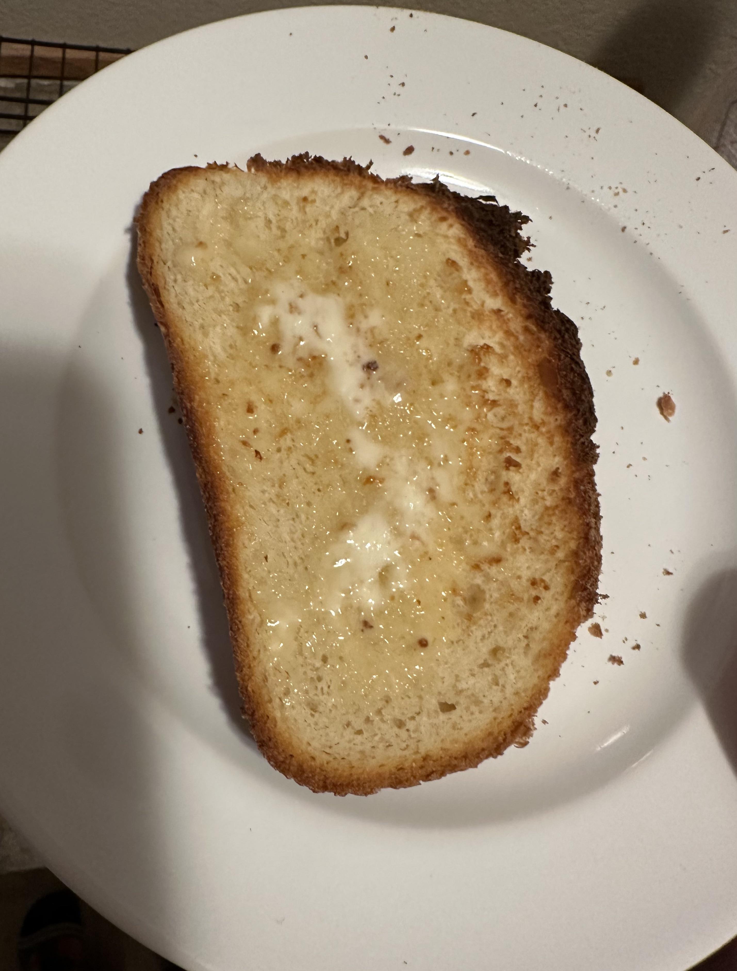 A slice of English muffin bread r/BreadMachines