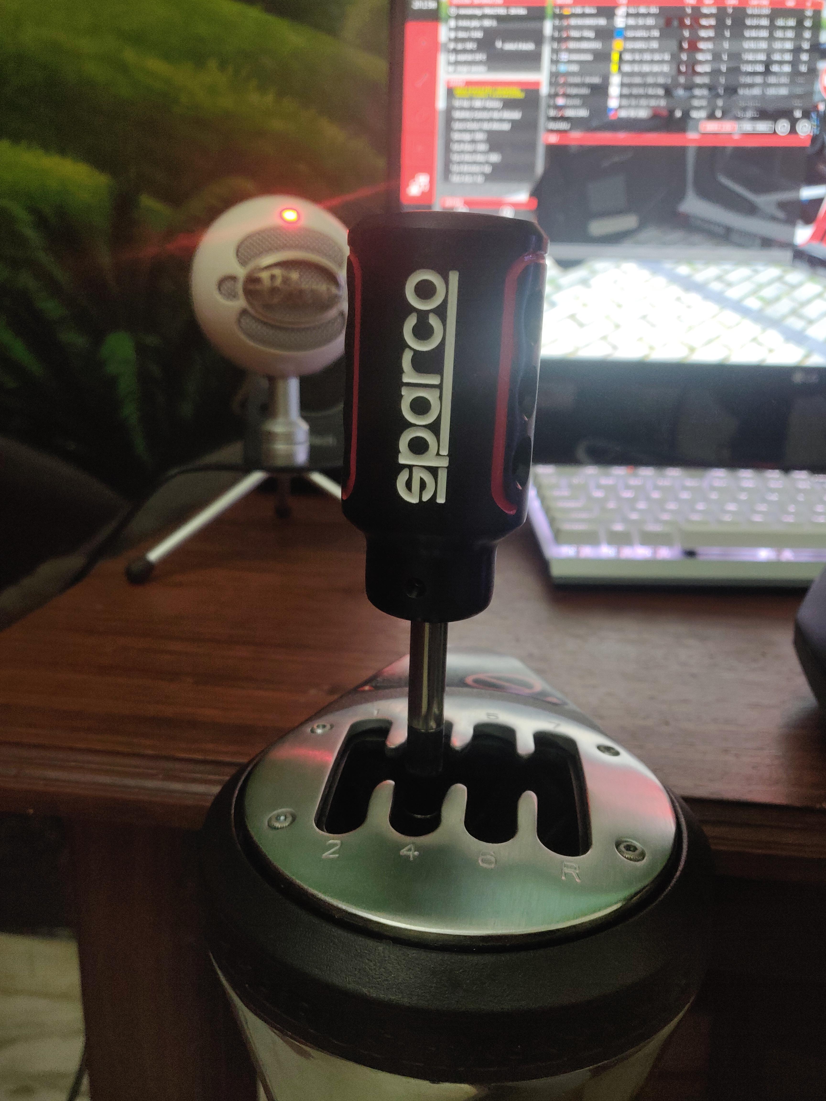 Gave my TH8A a slight upgrade, a sparco gear knob. r/simracing