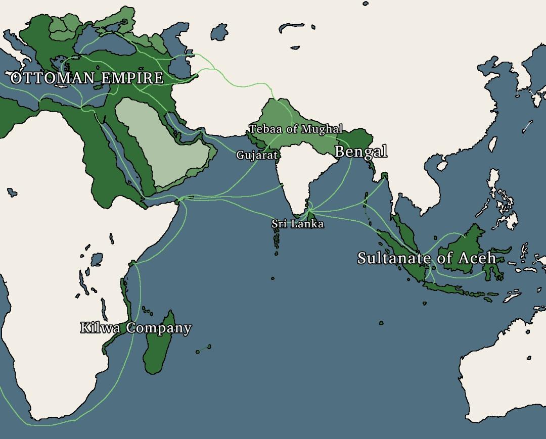 Ottoman Trade Routes in Indian Ocean 1650's (What if Ottoman Empire