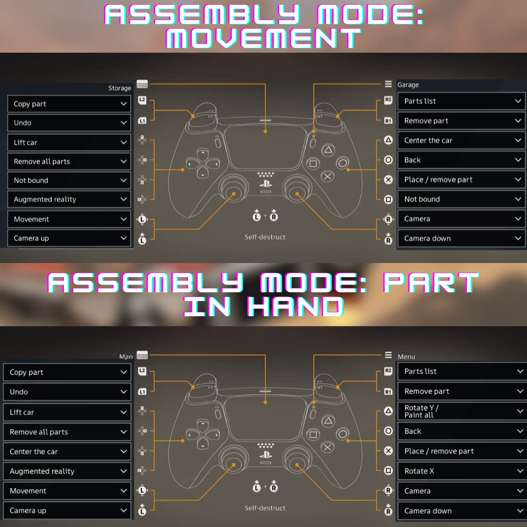 Playstation Controller Layout Build Mode Assembly Mode Previous