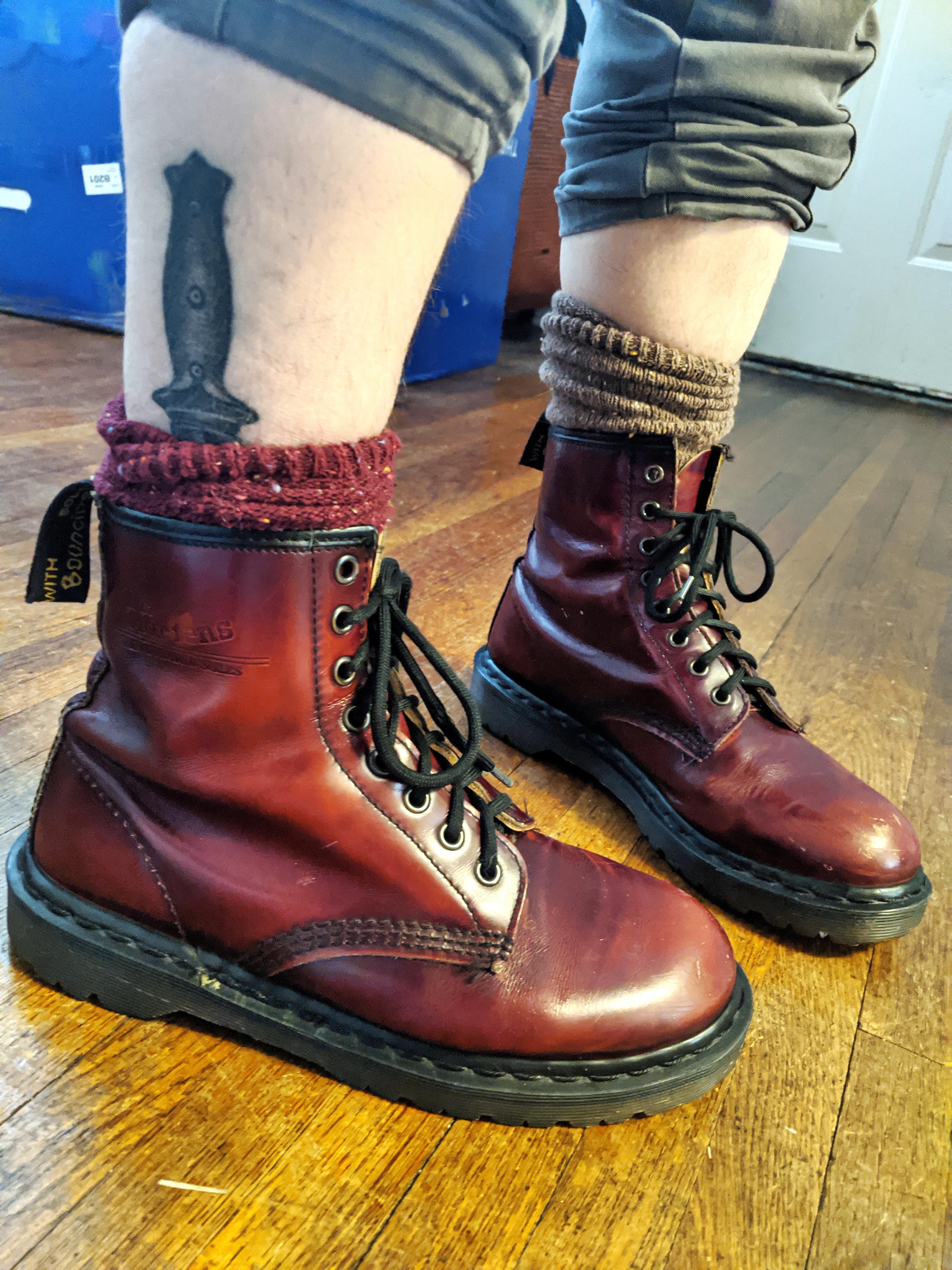 Cherry MIE Doc Martens. Poshmark score. Broken in enough to not be a pain, but not so much that