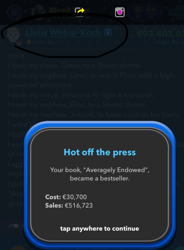best book title for a pornstar. r/BitLifeApp