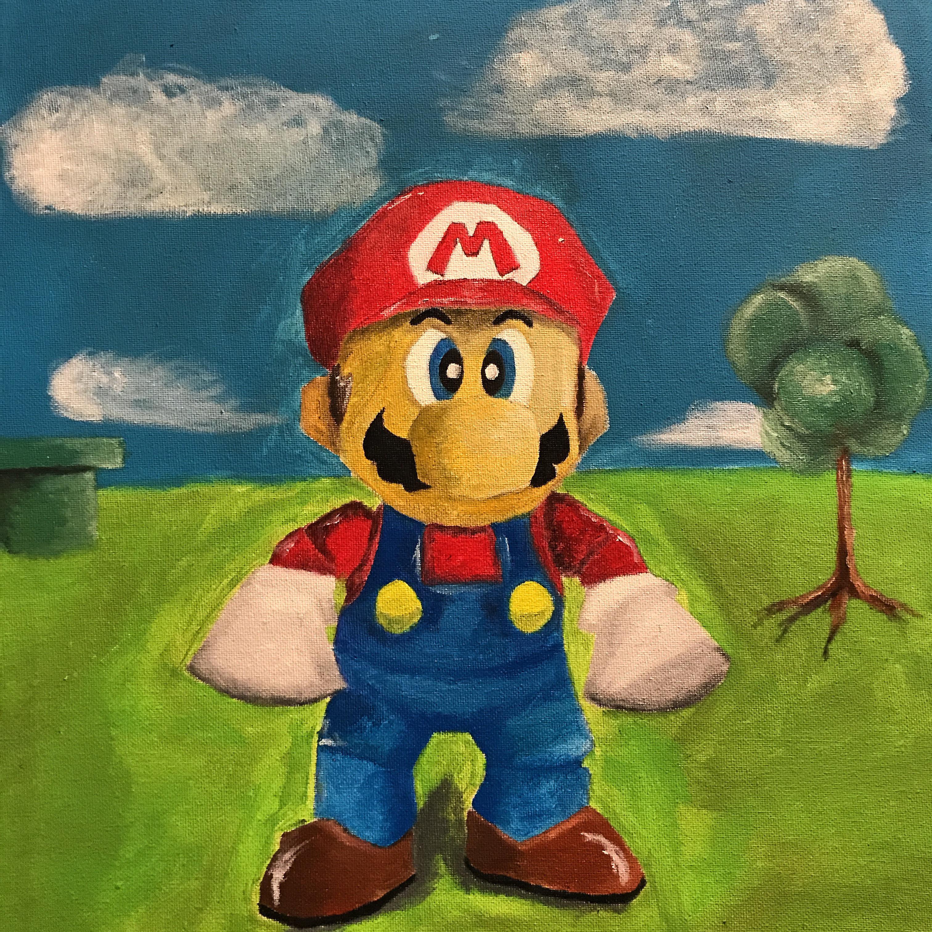 My oil painting “Mario 64” on a 16x20 canvas. Sold this one a few years
