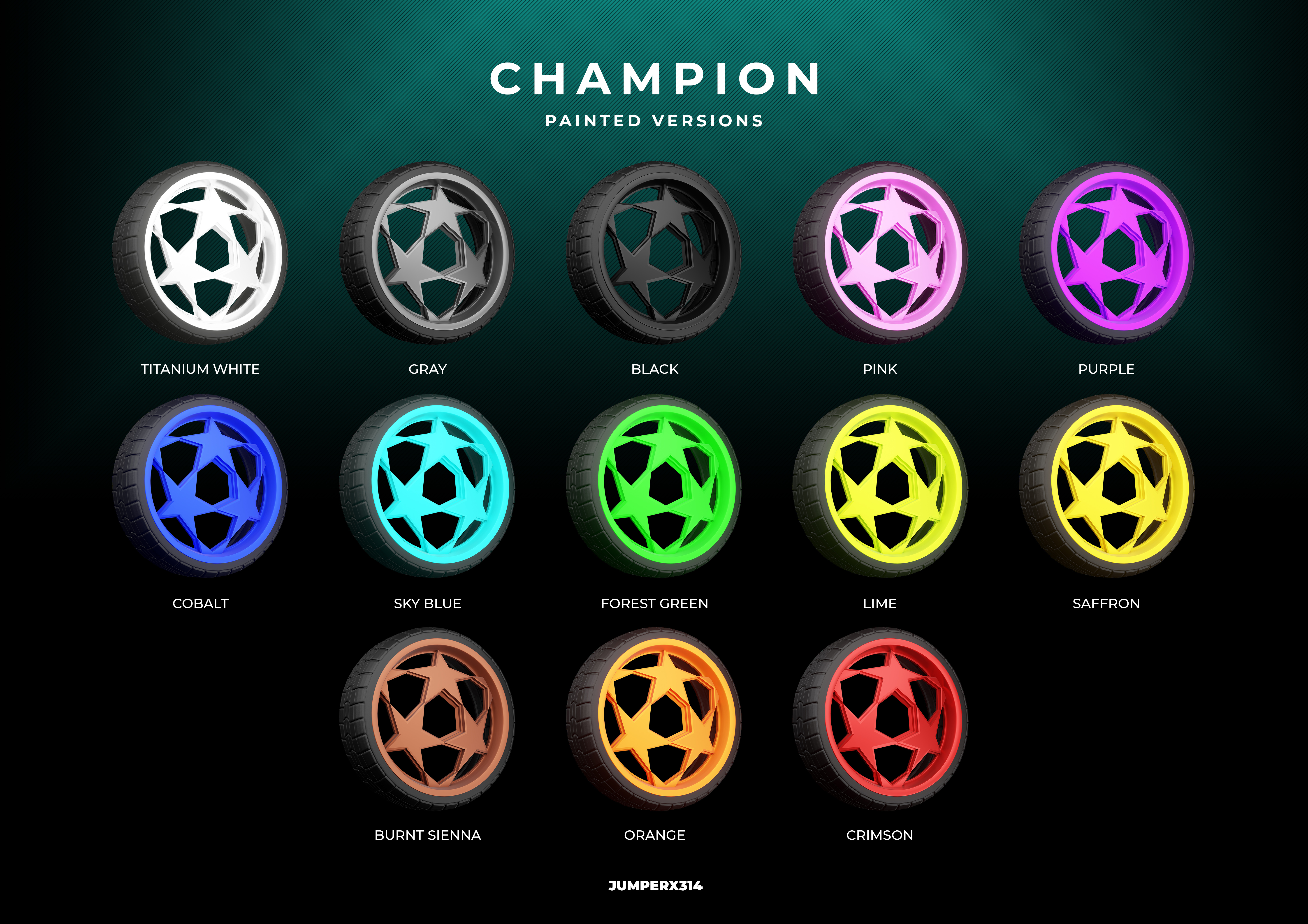 Champion wheel painted versions r/RocketLeague
