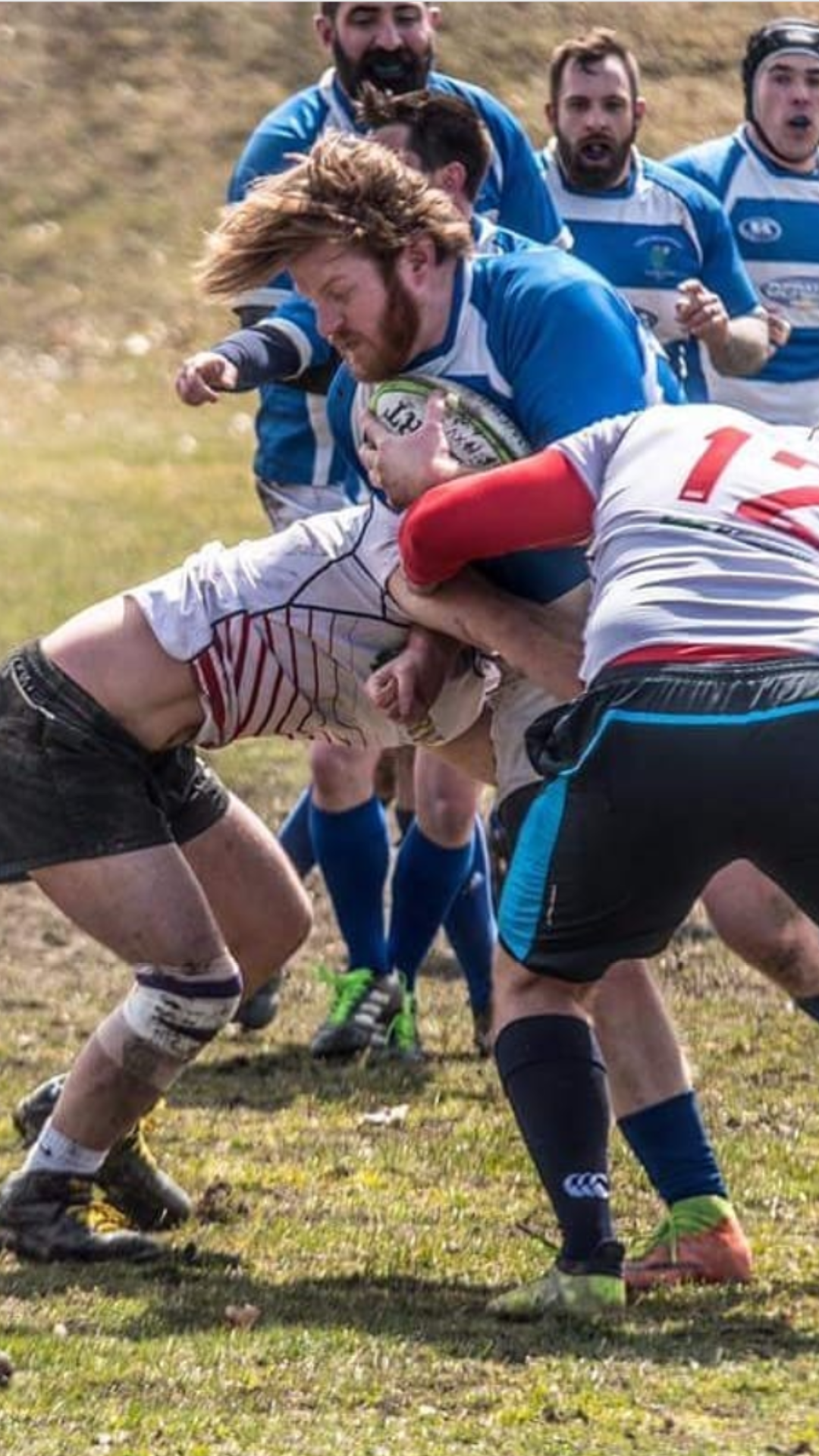 Hair by double tackle. I (ball carrier) did not come out on top of this