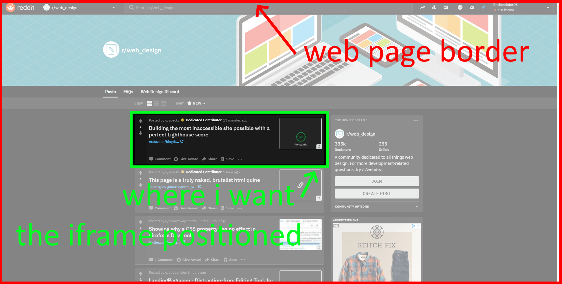 Is positioning an iframe in an specific location possible? I can only