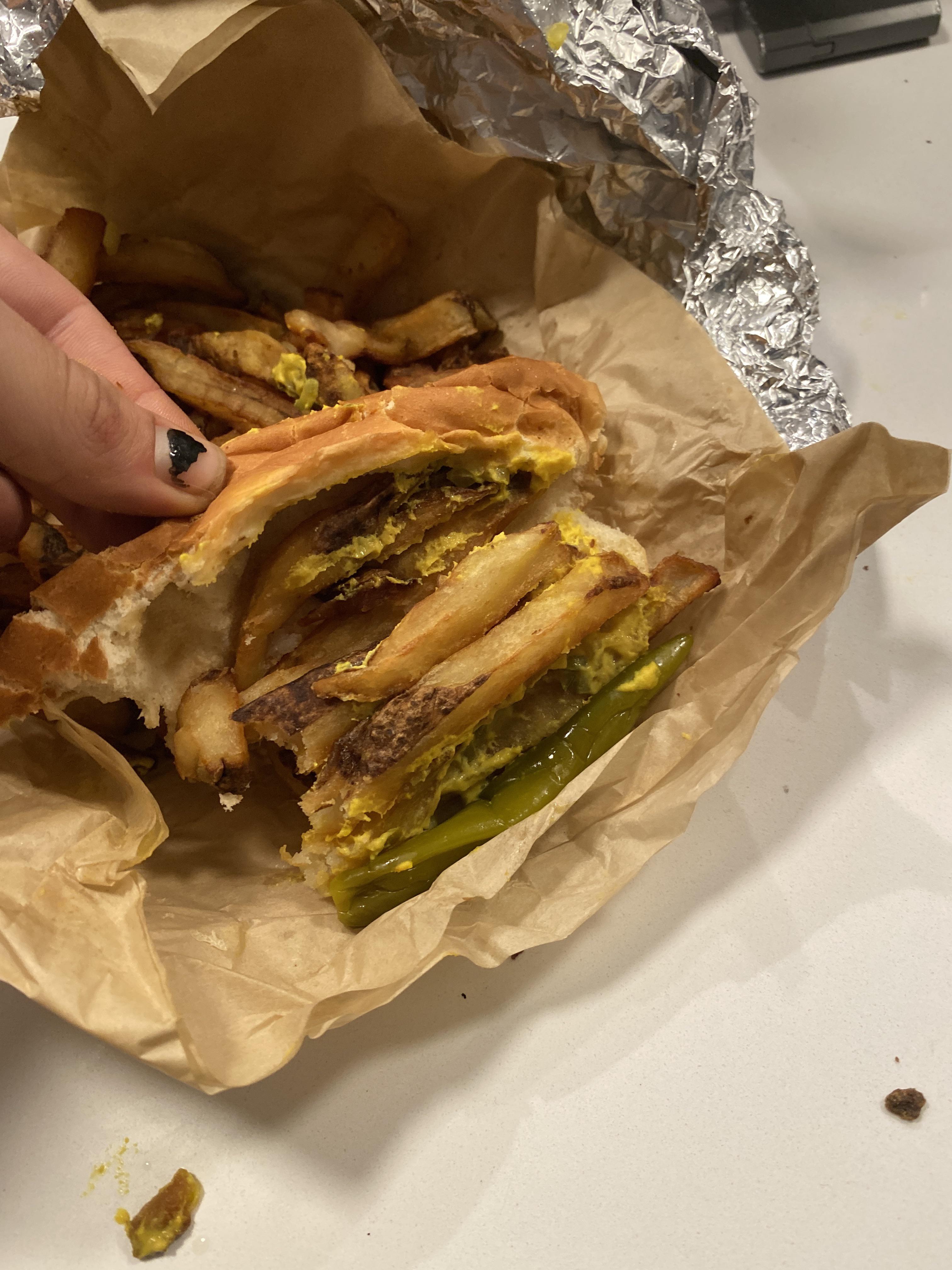 This is a first! The veggie dogs I ordered were just fries stuffed in a