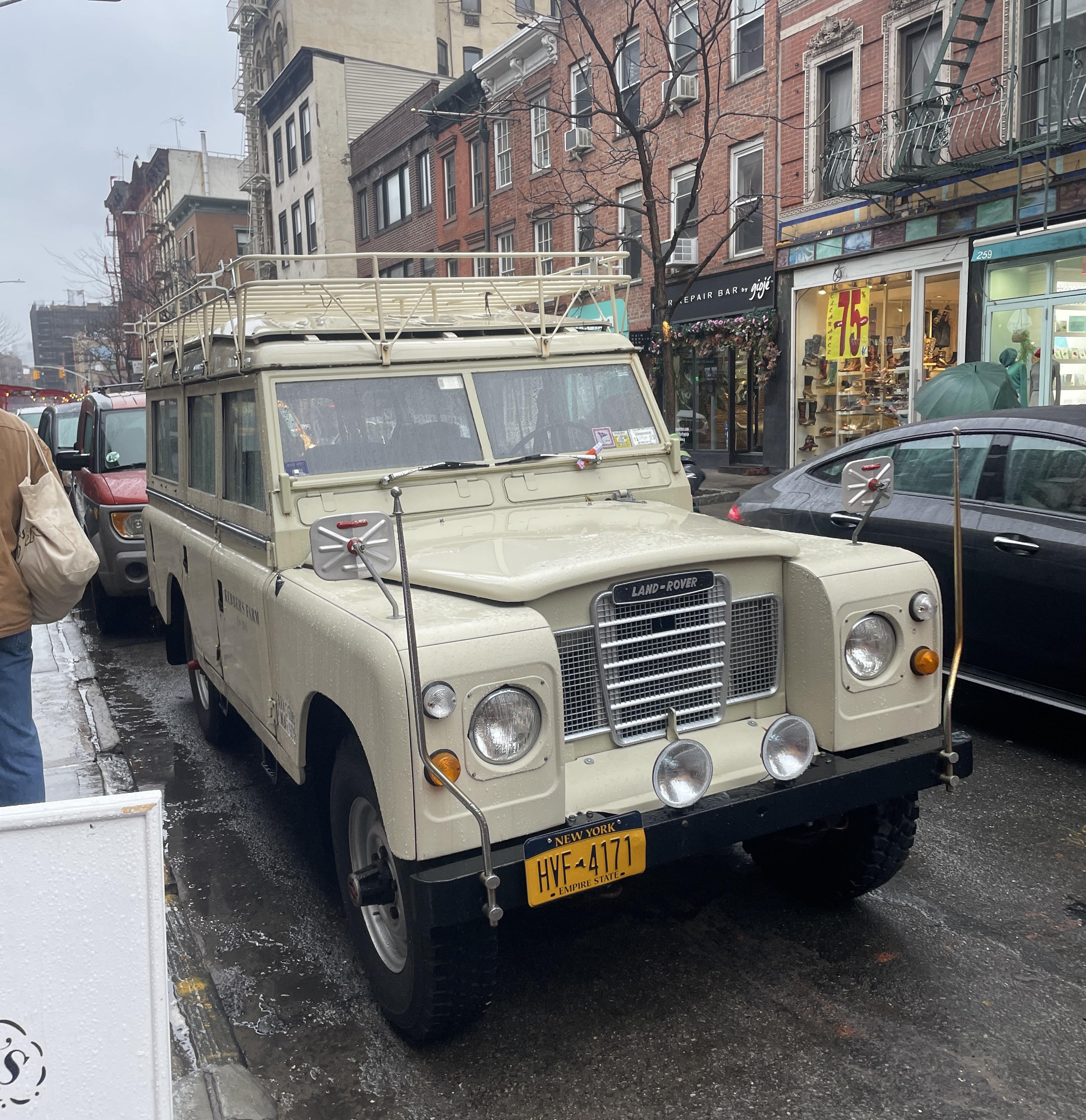 4 door [Land Rover Series III] in Manhattan NYC, owned by Kebber’s Farm