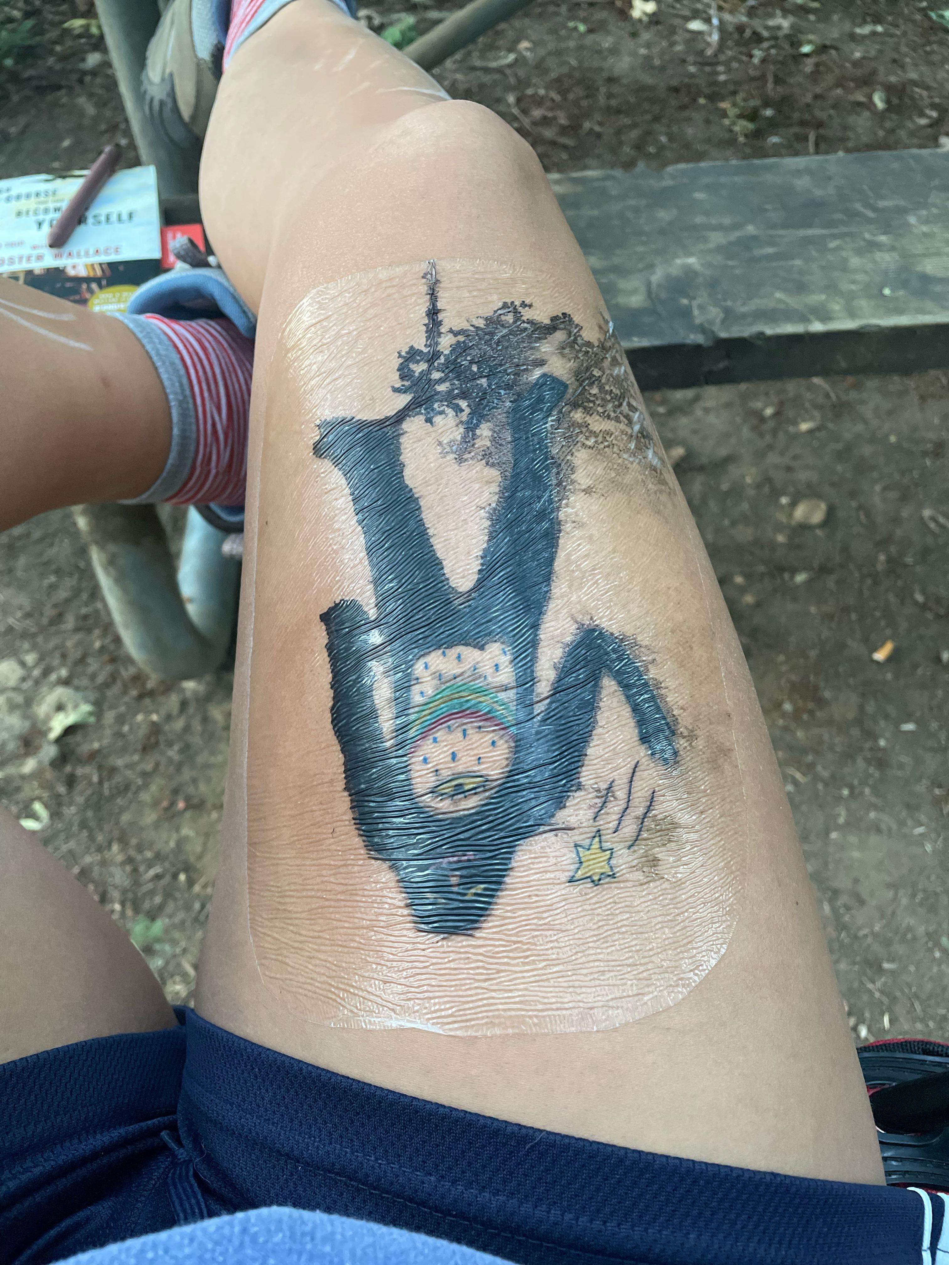 Not my first tattoo, but my first time using the second skin stuff. Is he supposed to be this