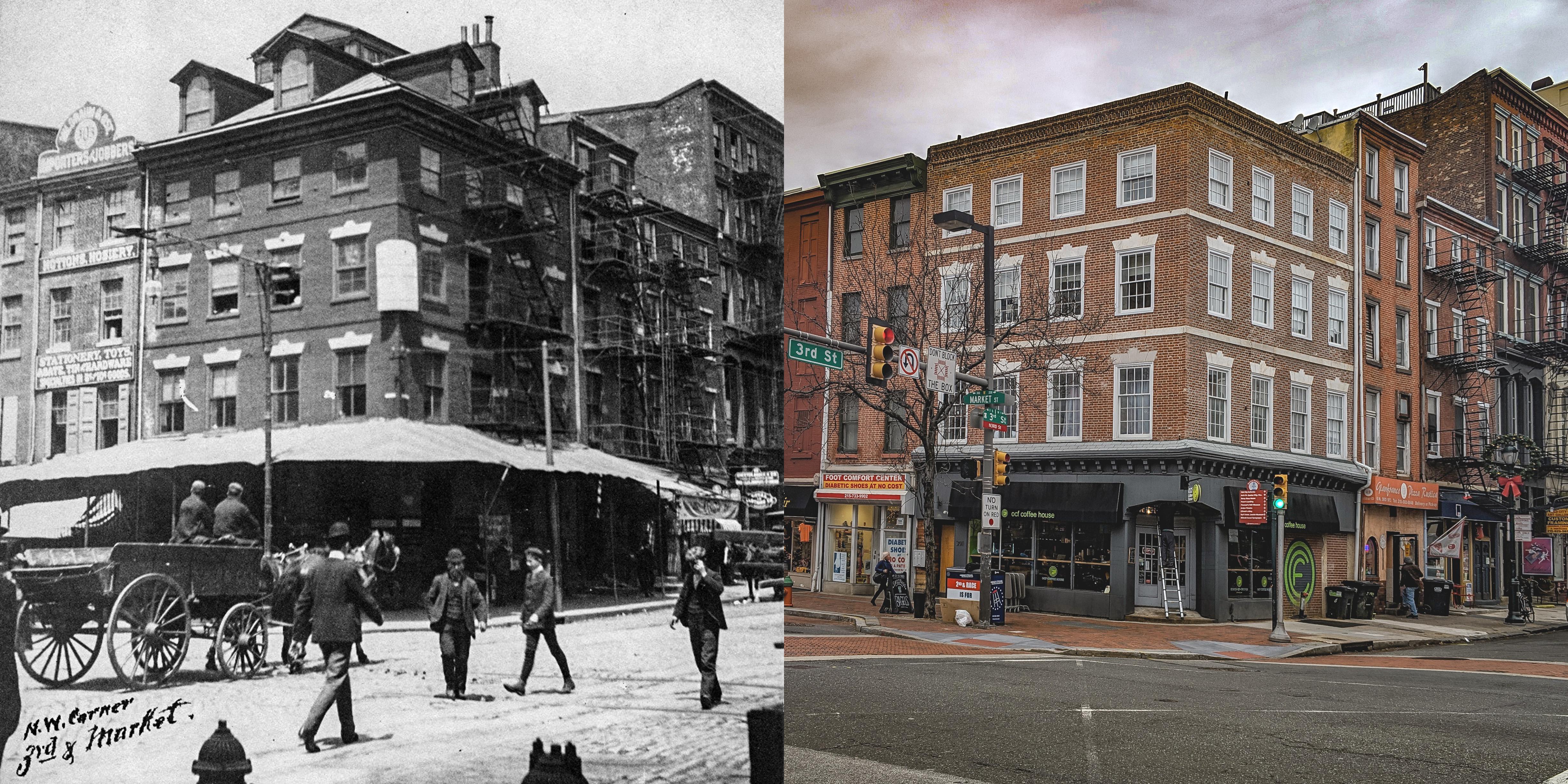 The northwest corner of 3rd & Market, Philadelphia 1888 & 2018 r