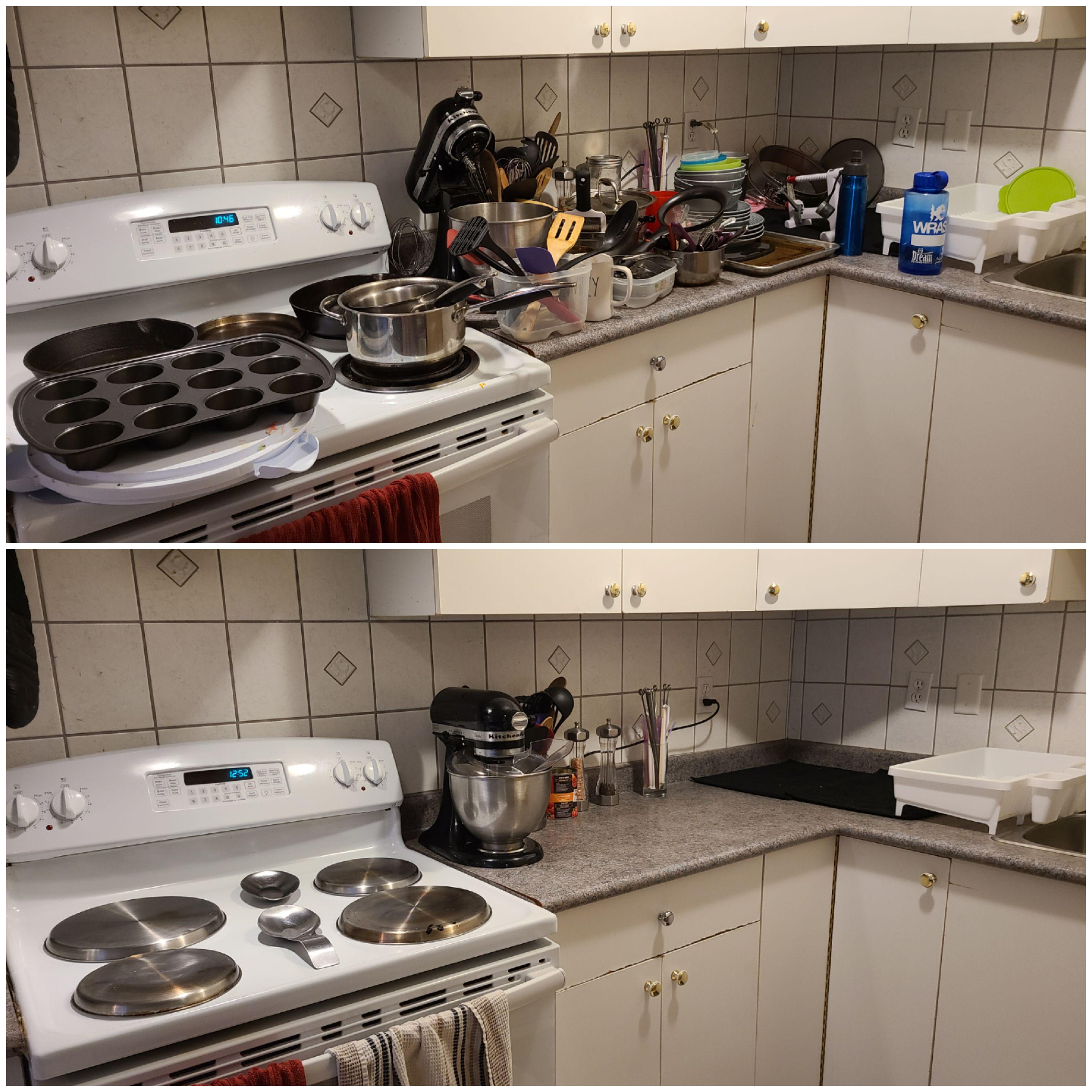 Finally cleaned the kitchen. There was so many dishes I had to stop and