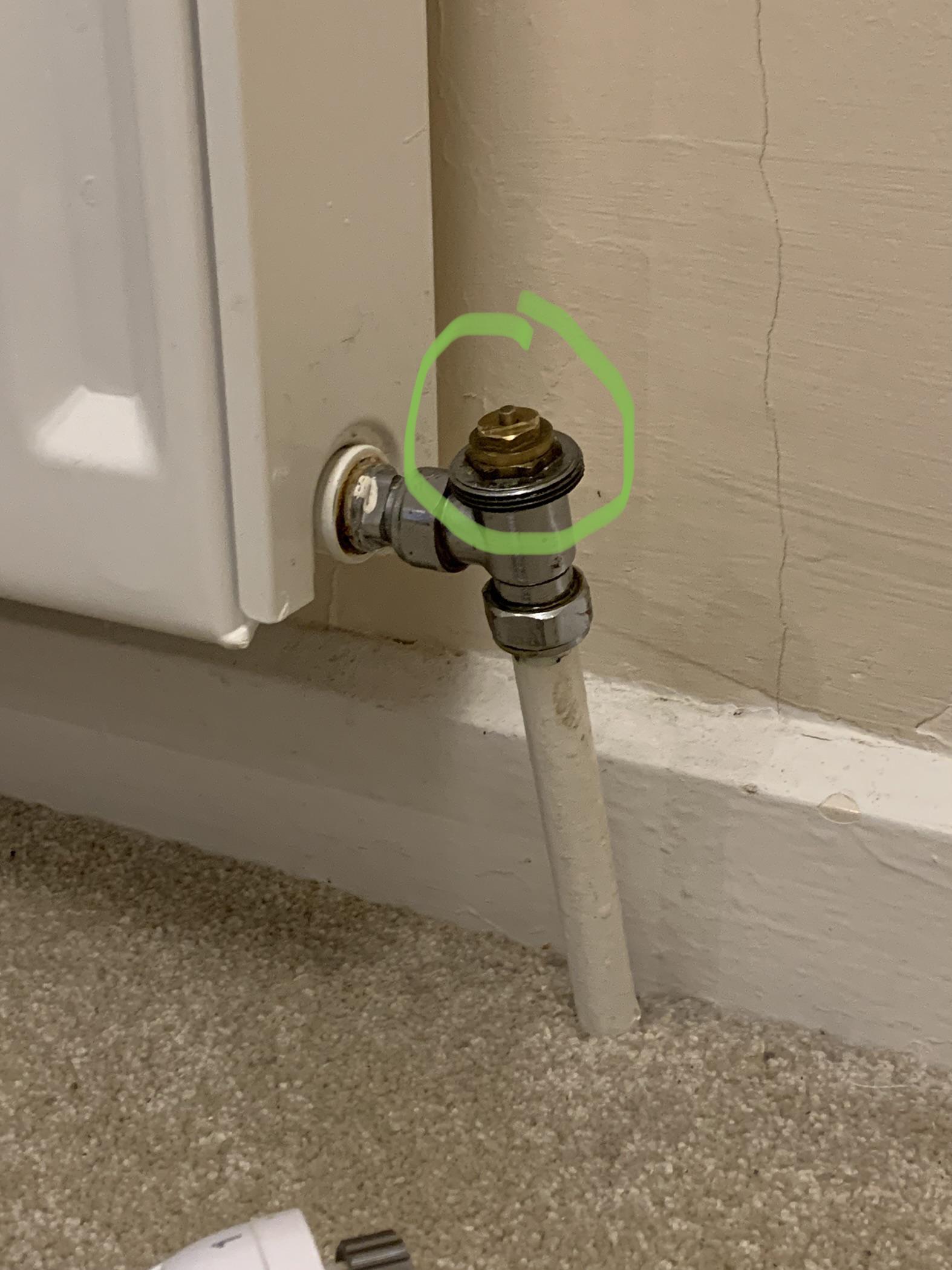 This pin keeps getting stuck down after the thermostatic valve on top