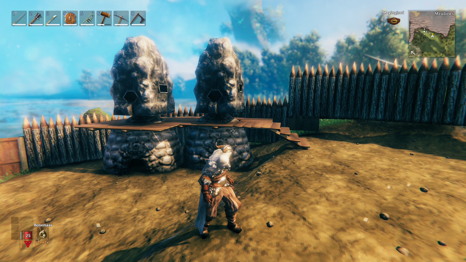 Didn't know you could stack furnaces/smelters. Space saver! r/valheim