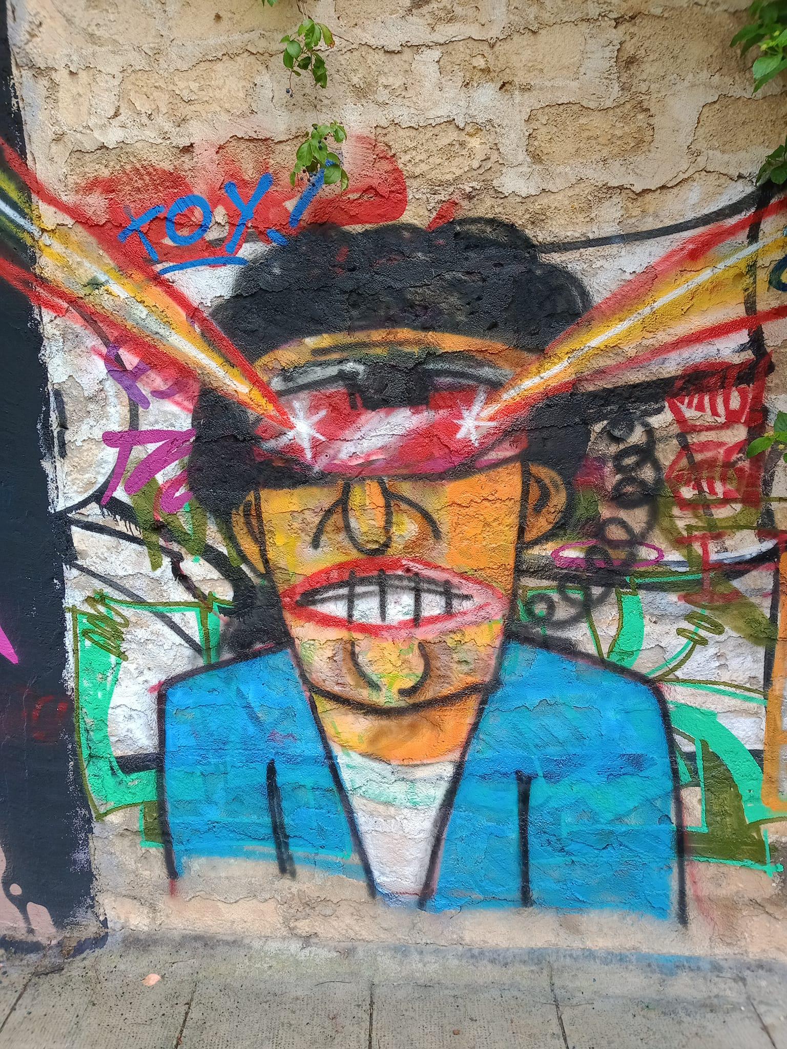 shooting lasers from his eyes, Palermo Italy, done by me. r