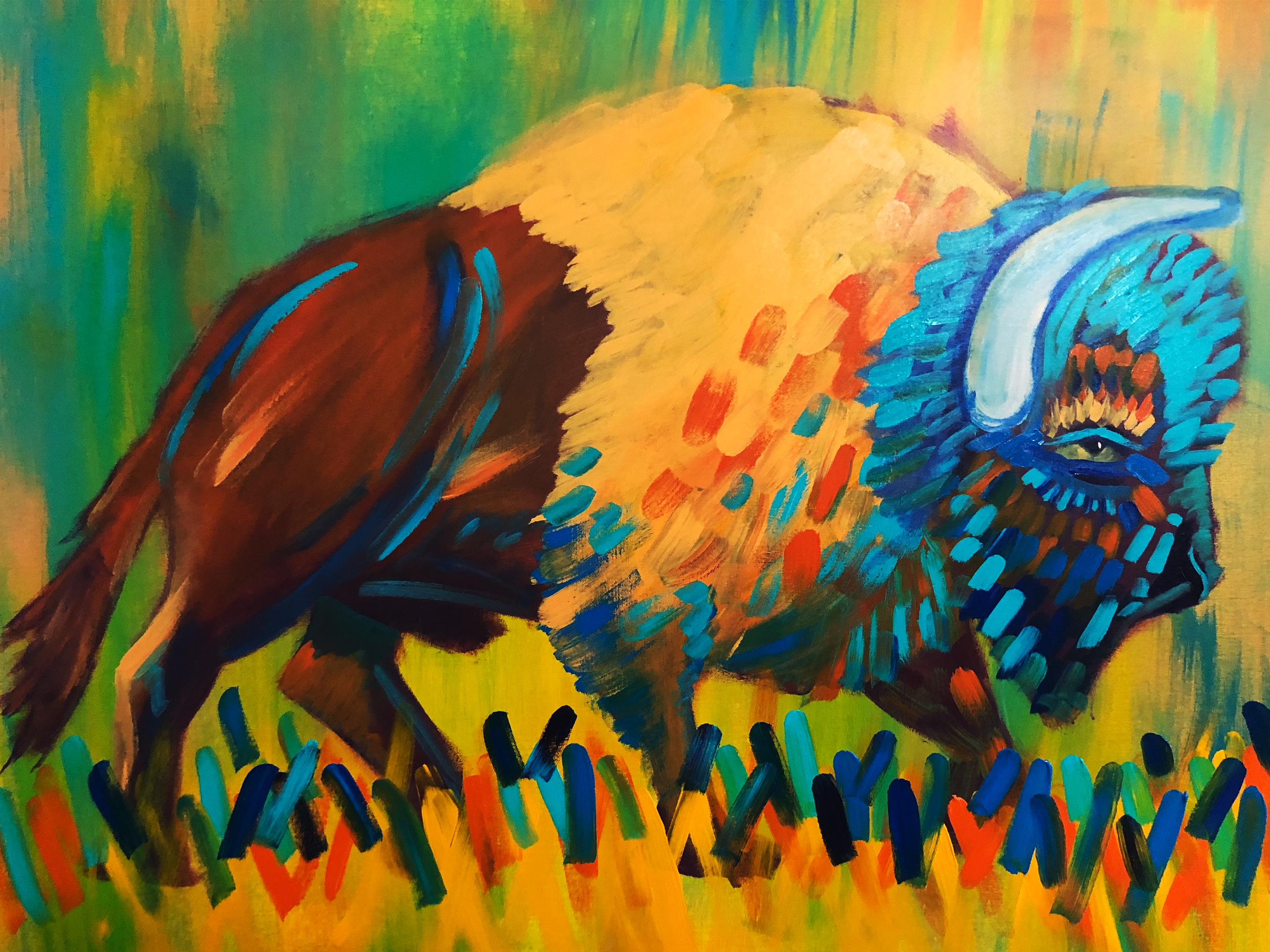 Buffalo M1801, Acrylic on Canvas, 30"x40" r/Art