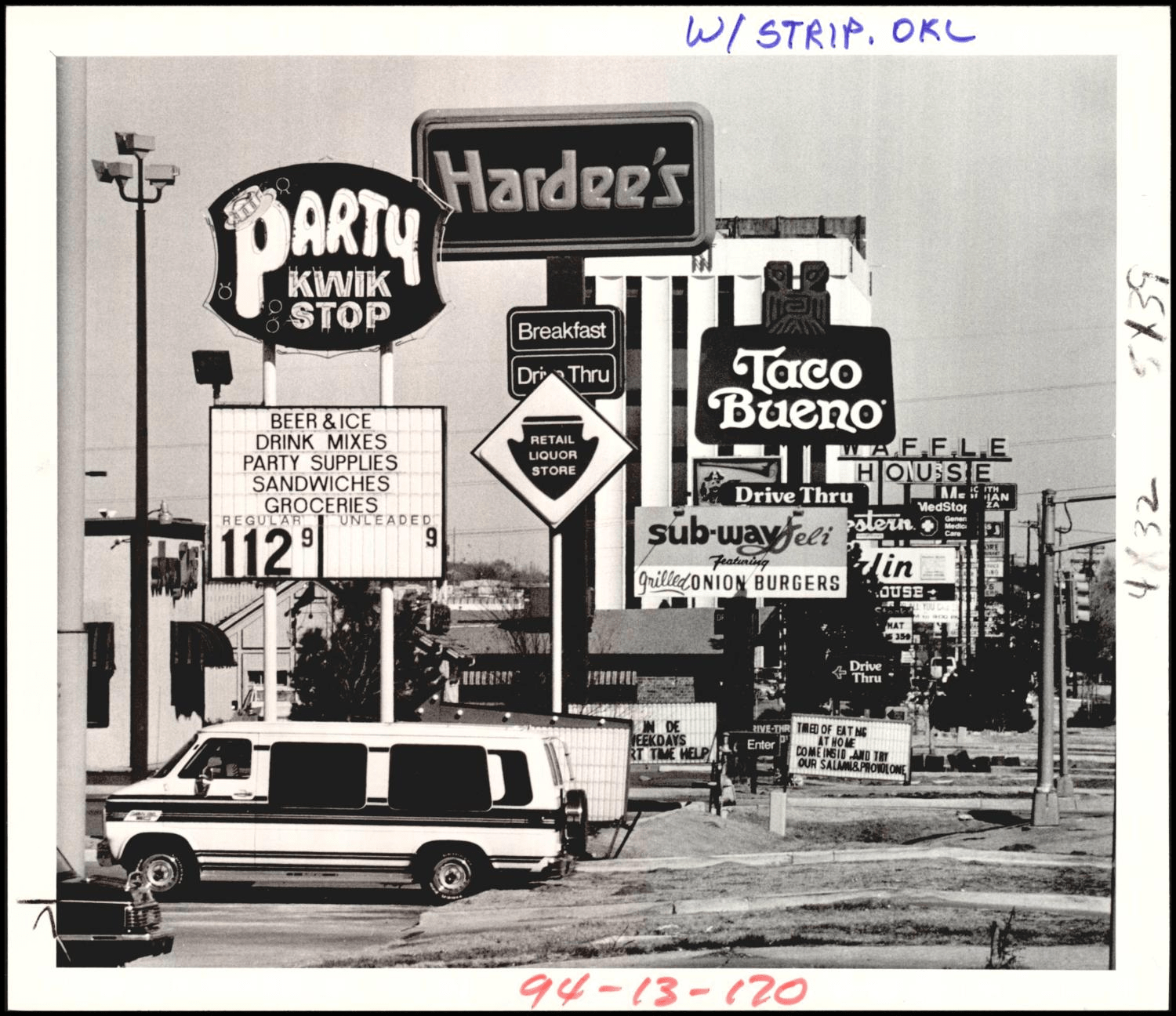 Businesses at Reno and Meridian in Oklahoma City, OK (February 26, 1985
