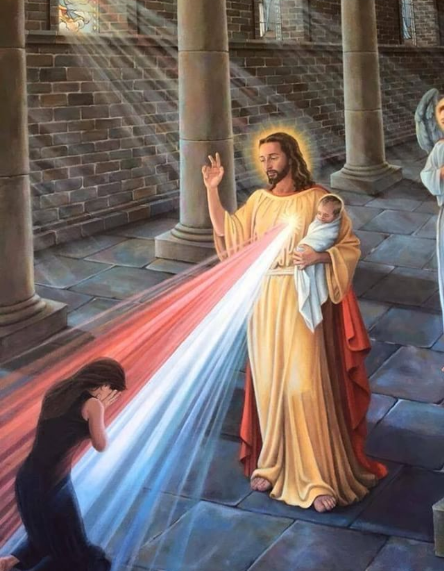 Jedi ObiWan Kenobi, by a young Luke Skywalker, is shown