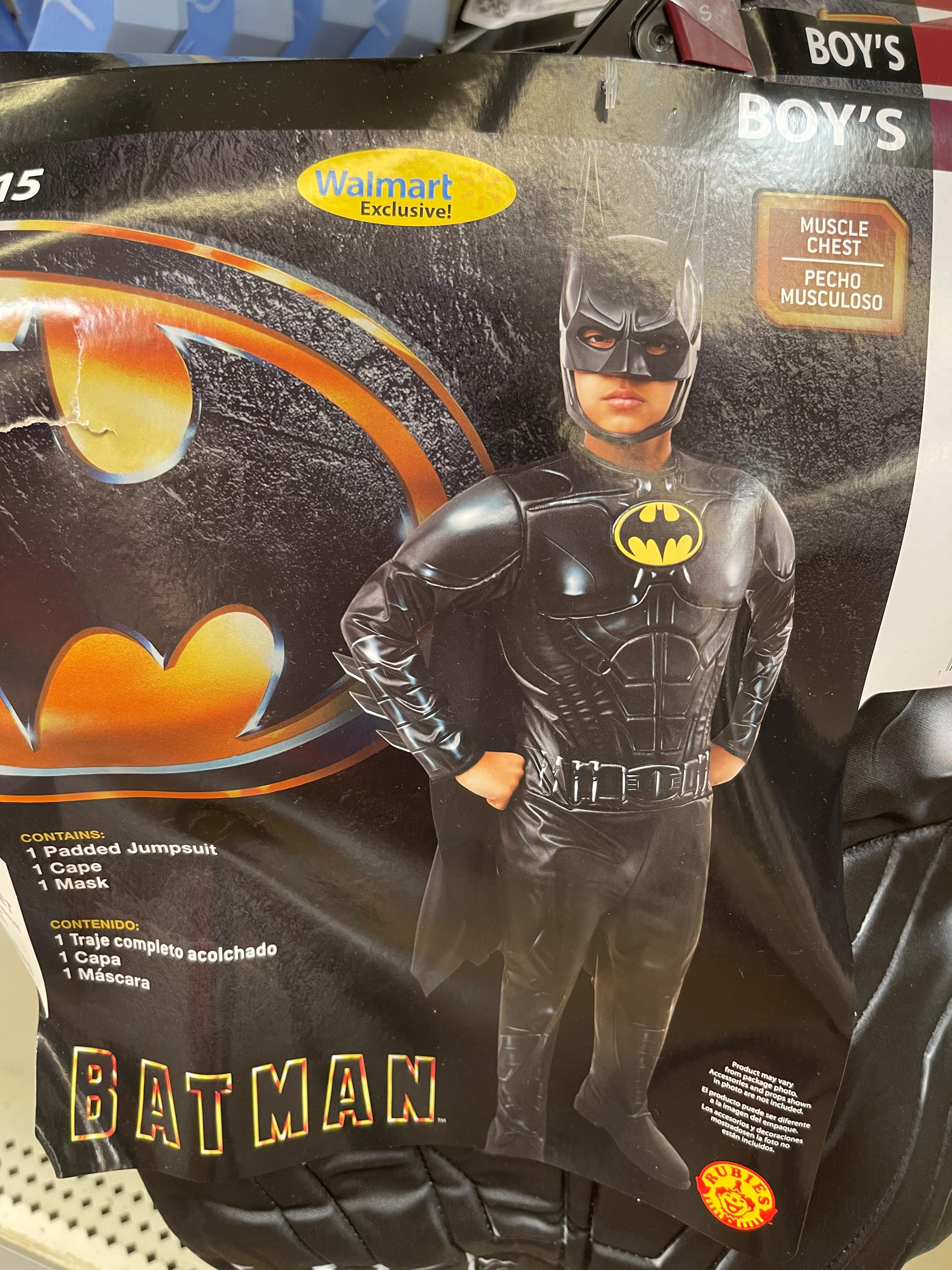 Found at Walmart. Halloween costume of Keaton’s Batman from Batgirl and