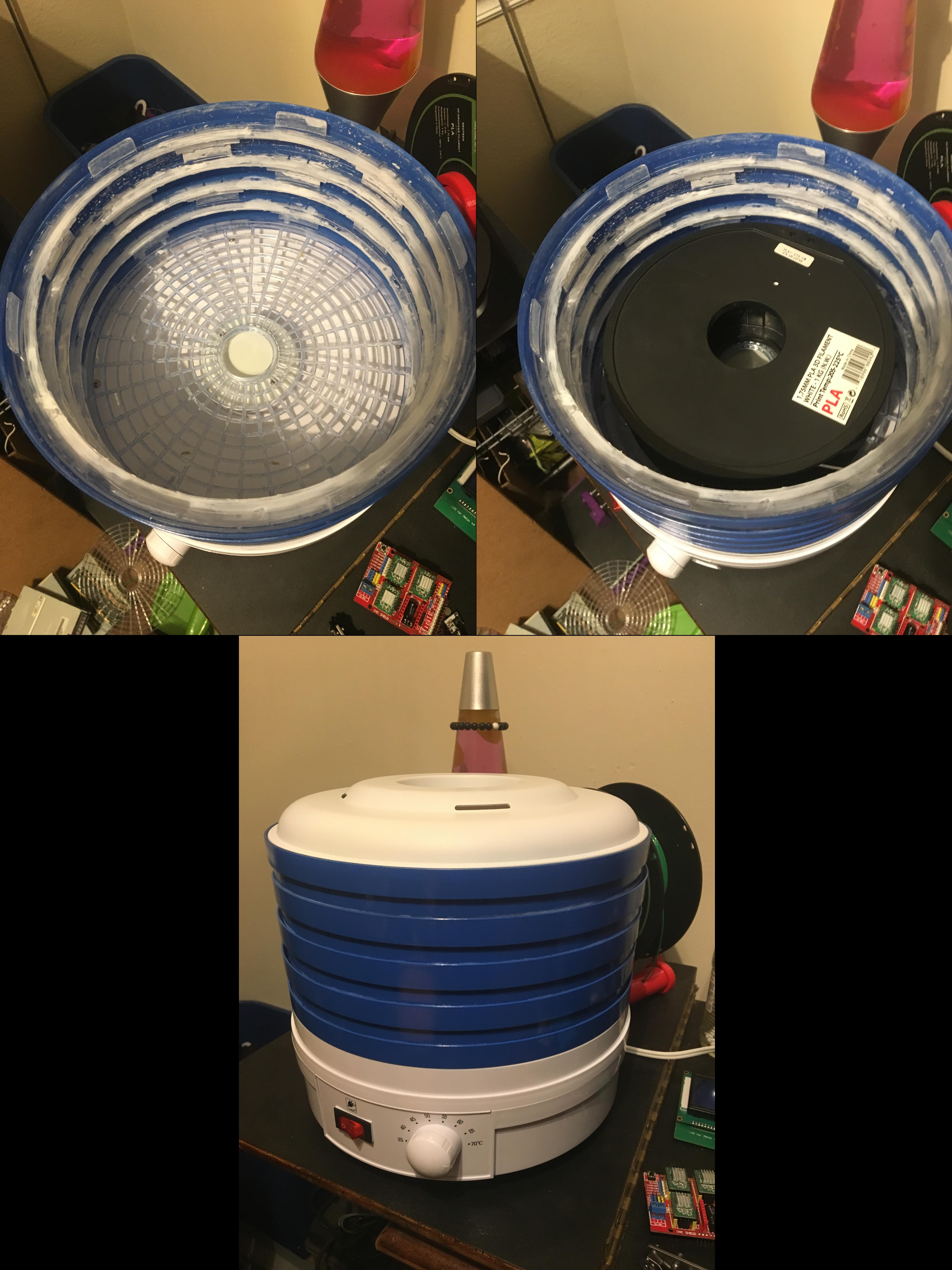 Made a Filament/Dessicant Dryer from an old food dehydrator r/3Dprinting