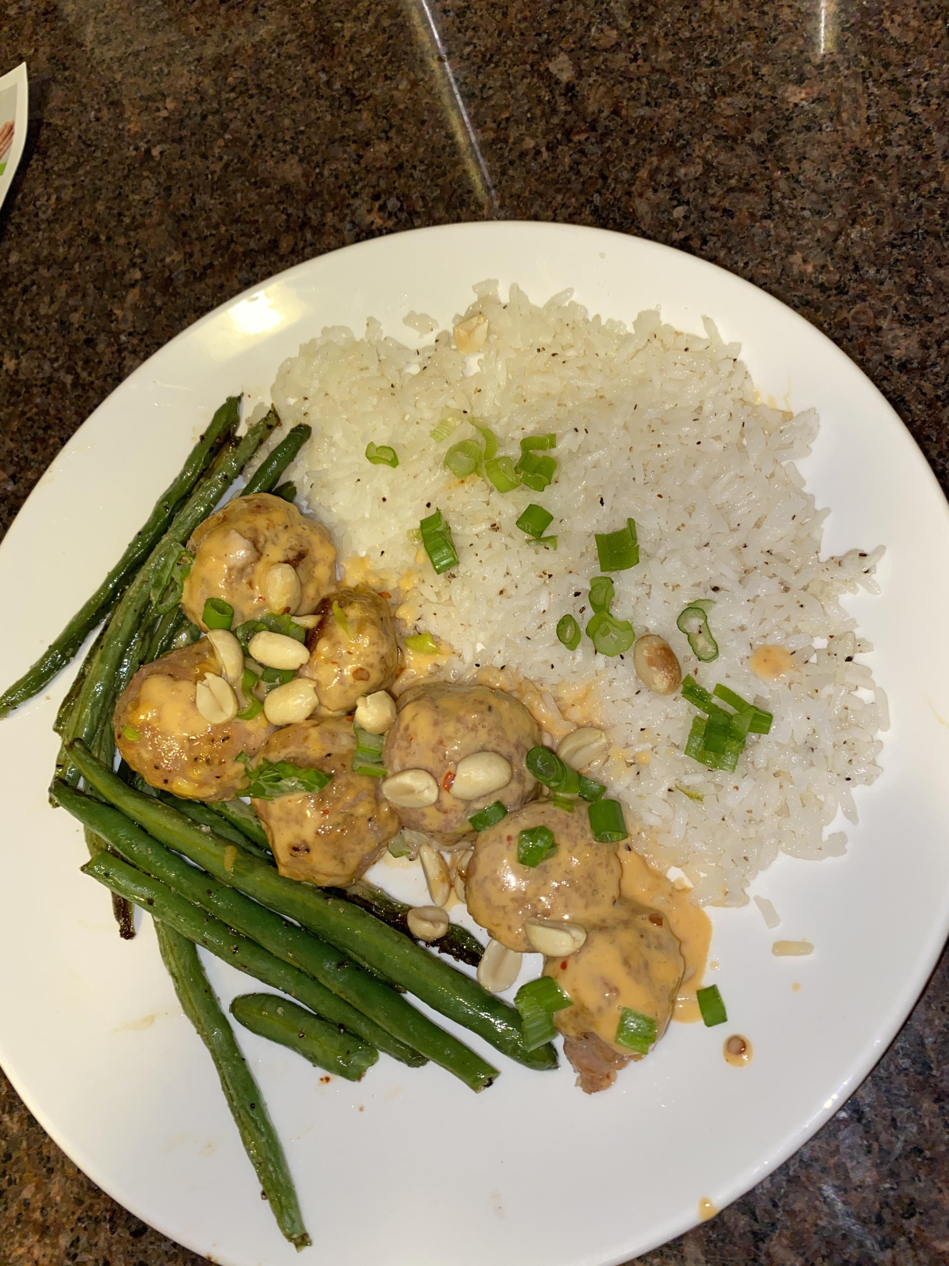 Thai Coconut Meatballs EASILY the best meal I’ve had since starting