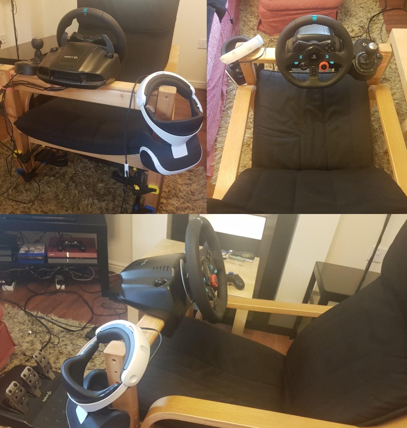 Turned an Ikea poang chair into a PSVR driving rig. r/PSVR