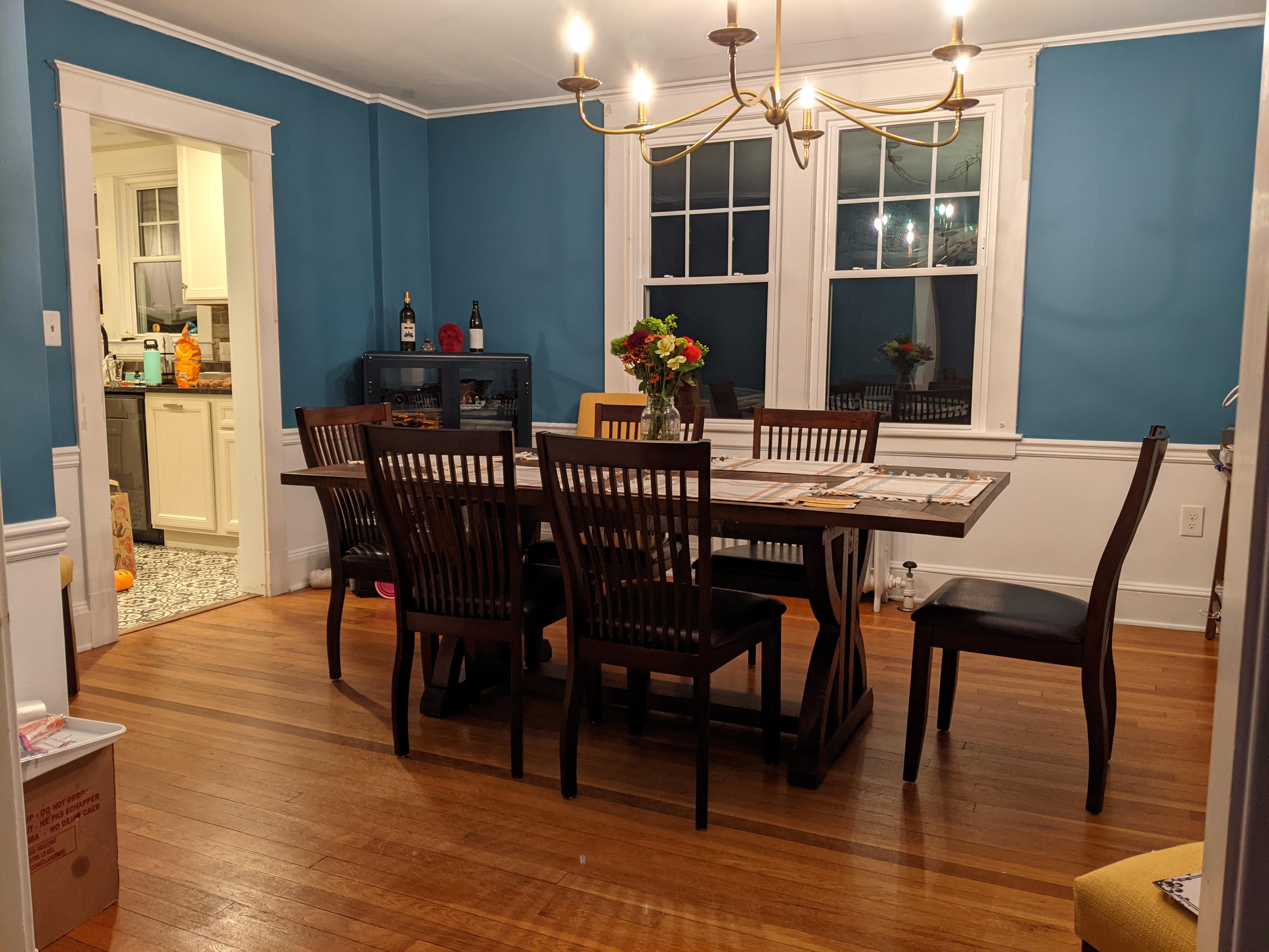 Need help picking out a rug for the dining room. living area is behind