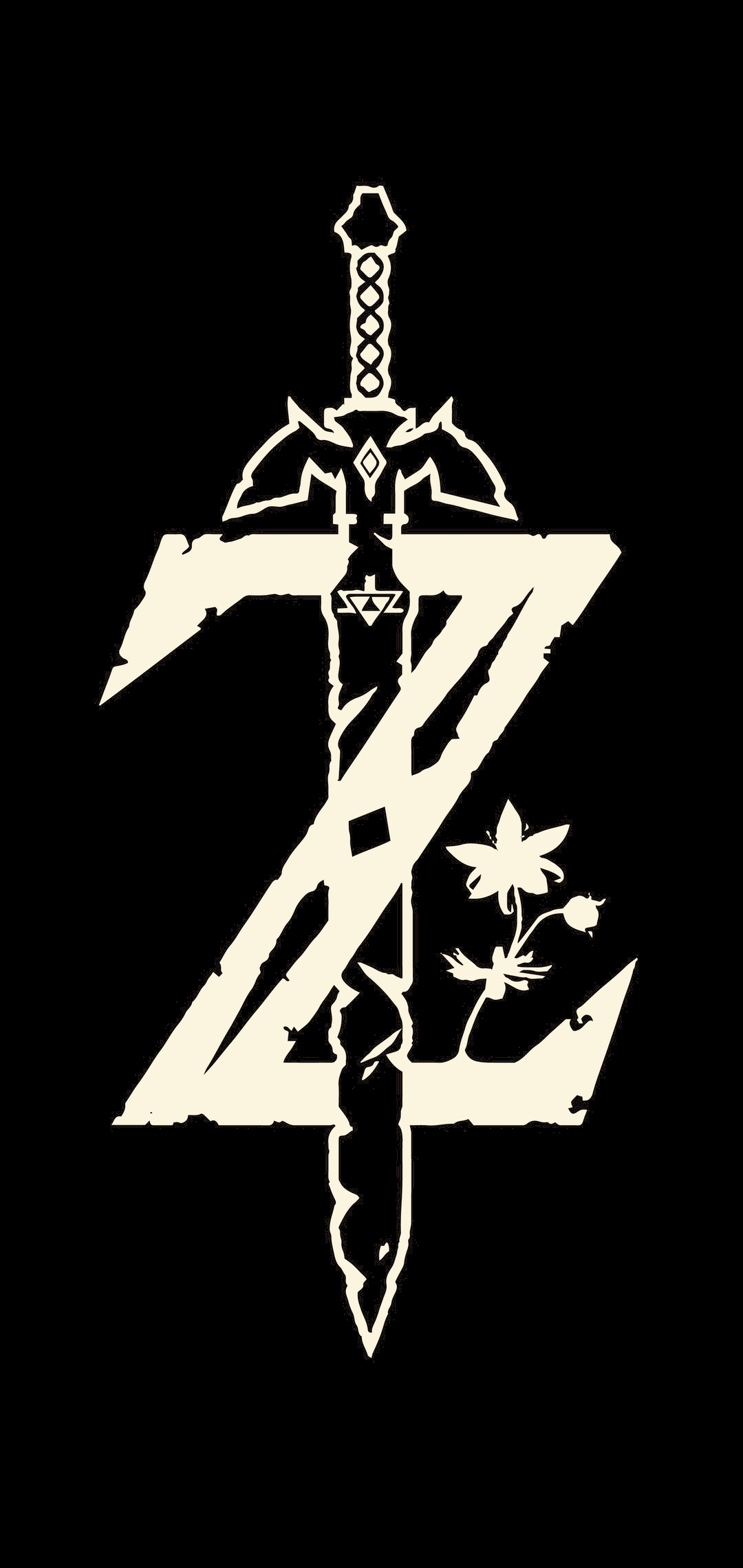 Legend of Zelda Black and White Logo (1080x2280) r/Amoledbackgrounds