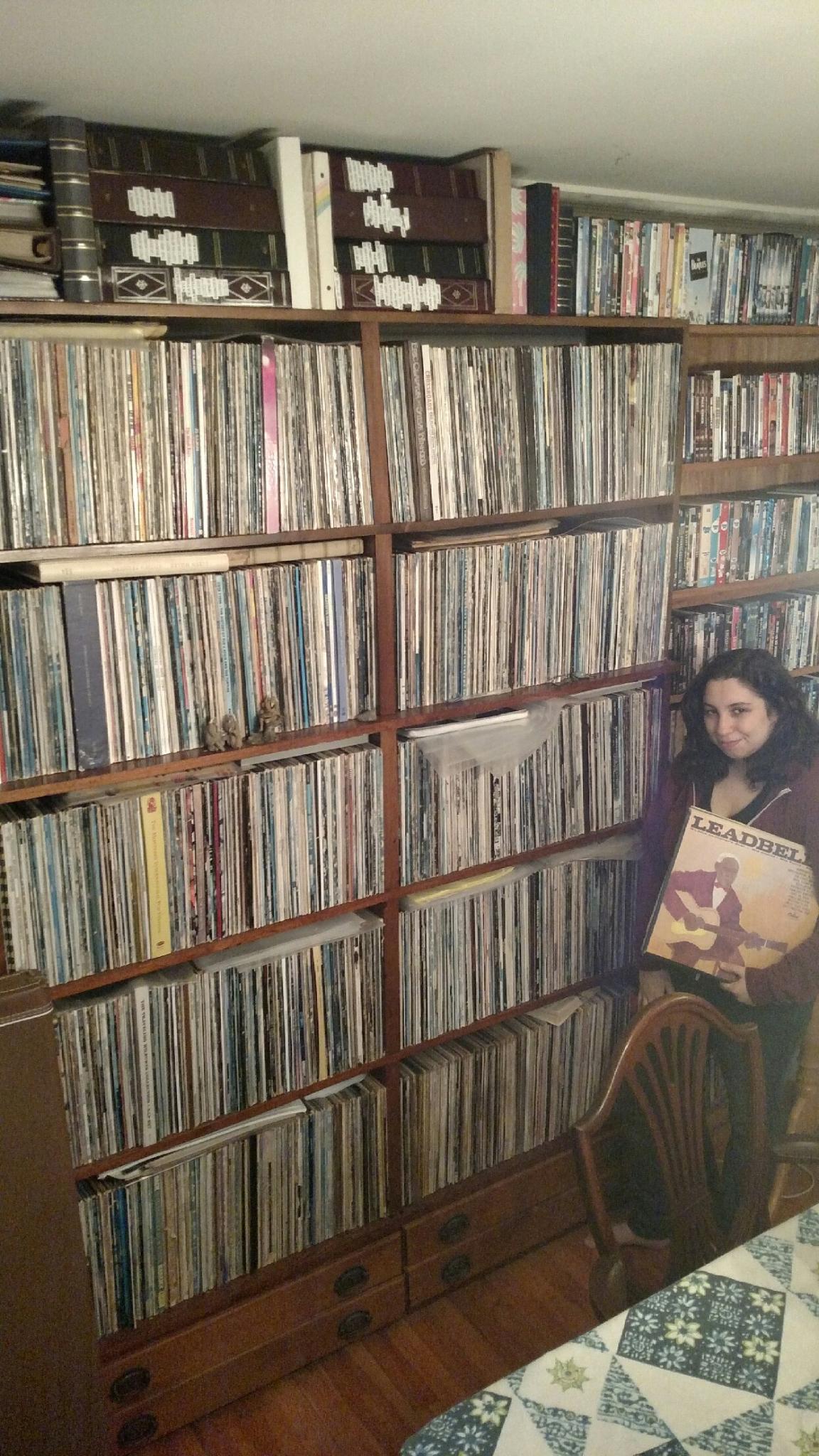 Posing with my father's vinyl collection...almost 60 years of