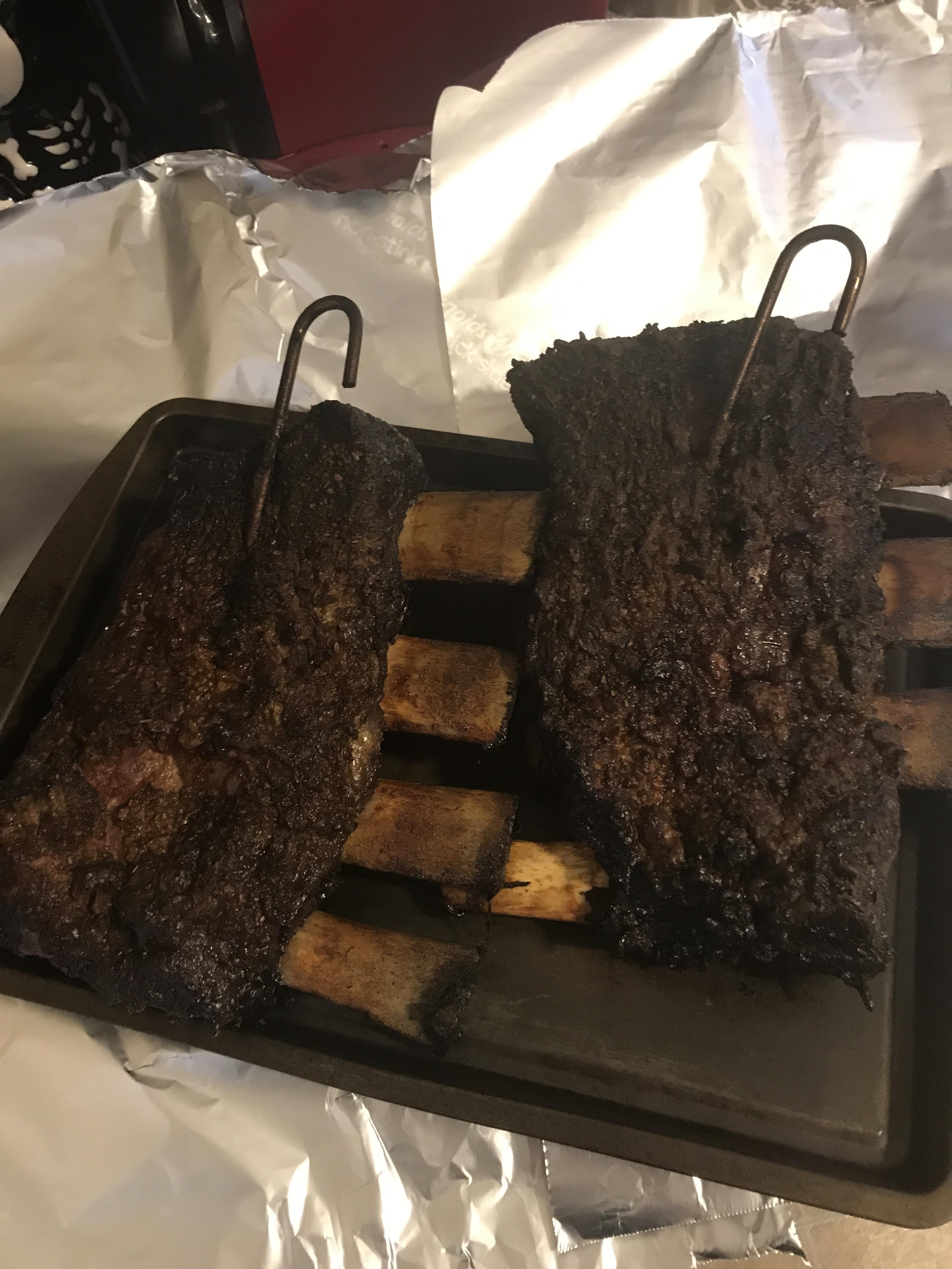 Beef spare ribs with pecan smoke on the Pit Barrel Cooker. 3.5 hours