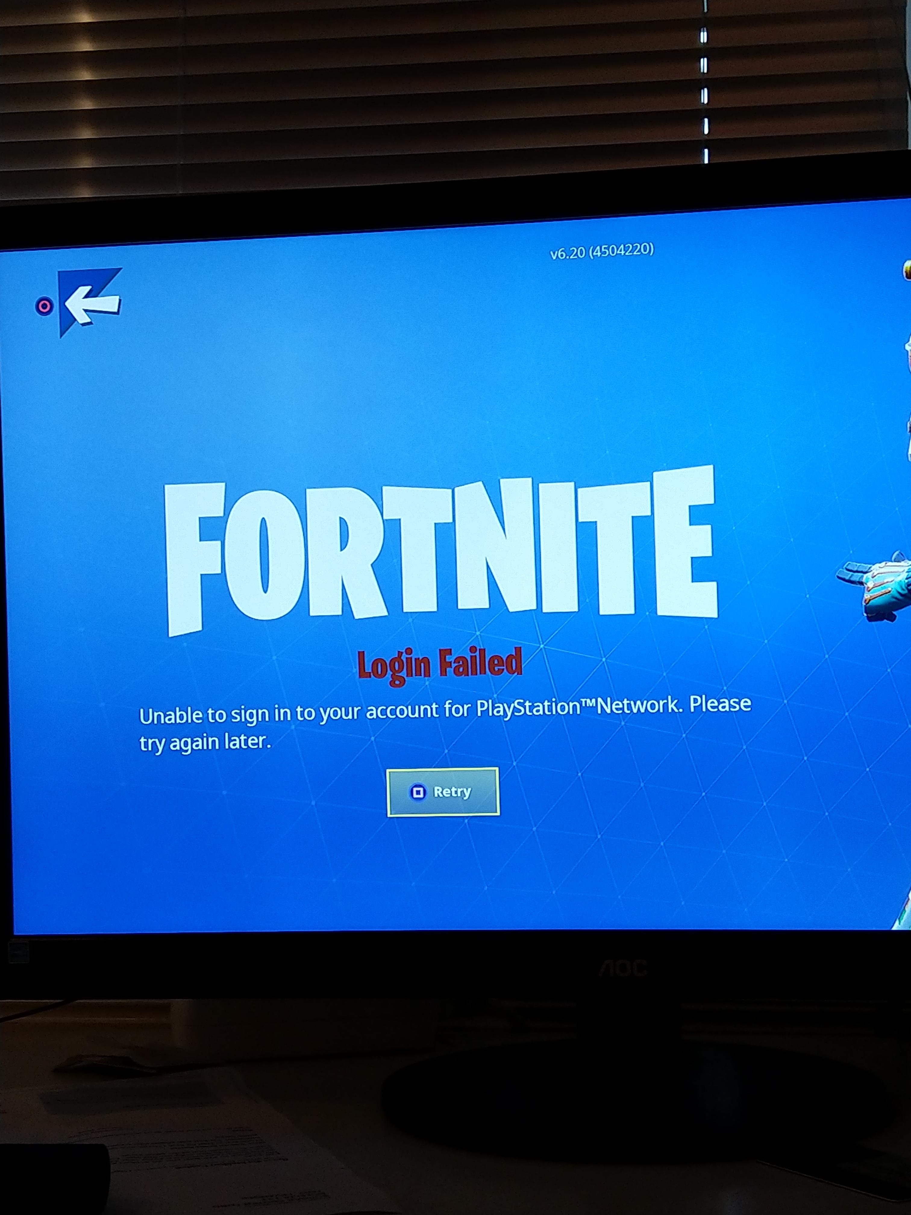 anyone else who is unable to log in on PS4? r/FortNiteBR