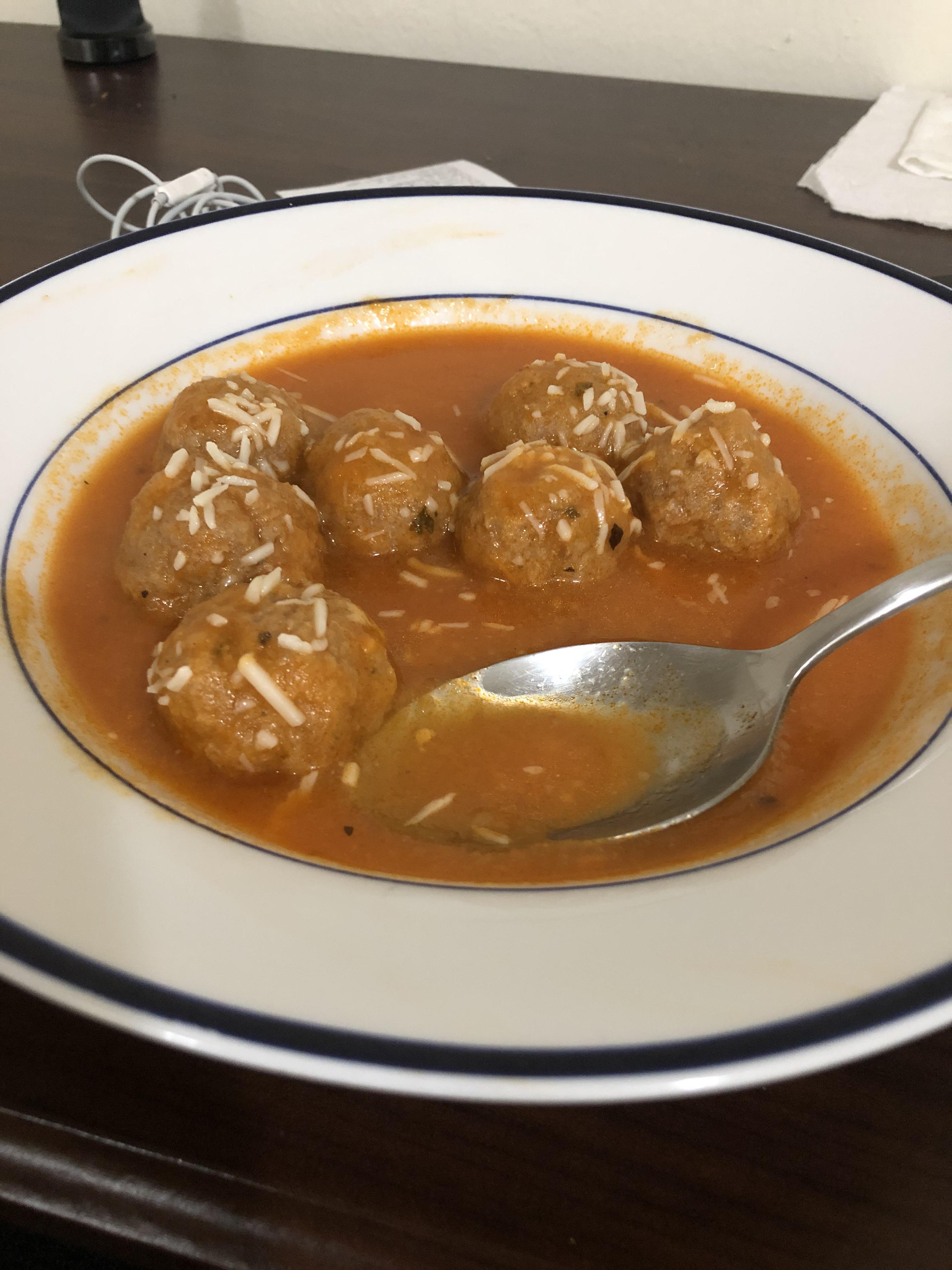 Tomato Soup with Meatballs. Comfort food r/cookingtonight