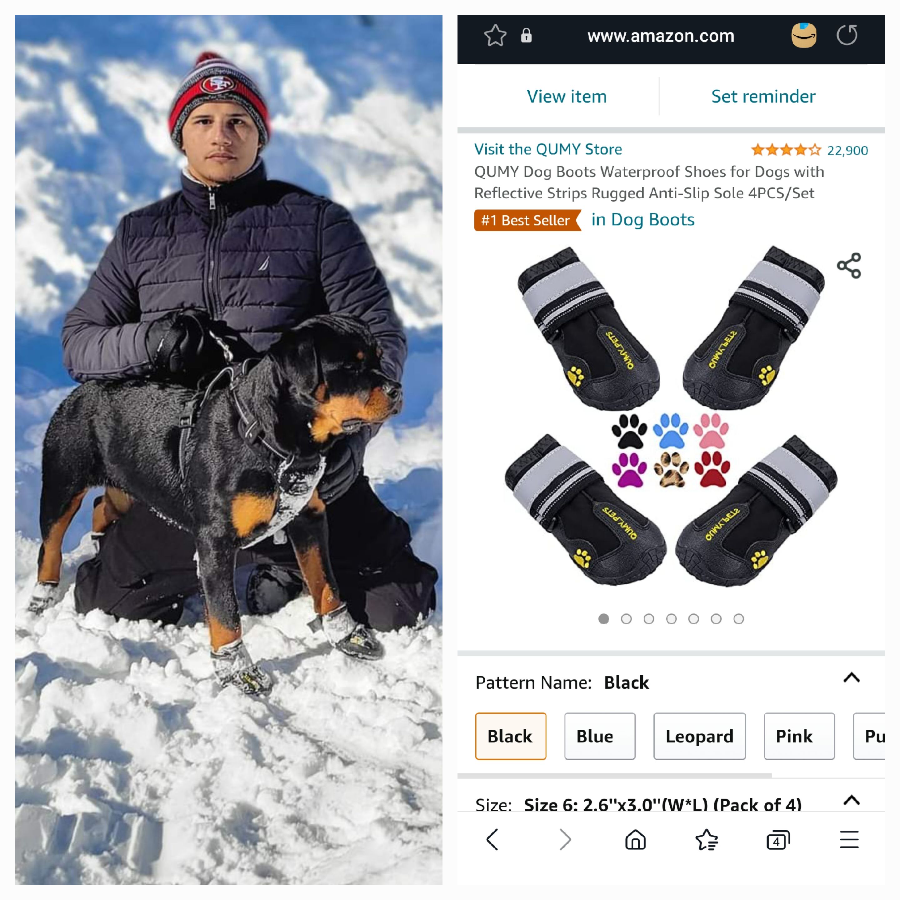 Dog boots I use for my dogs when we go to the snow, also great for