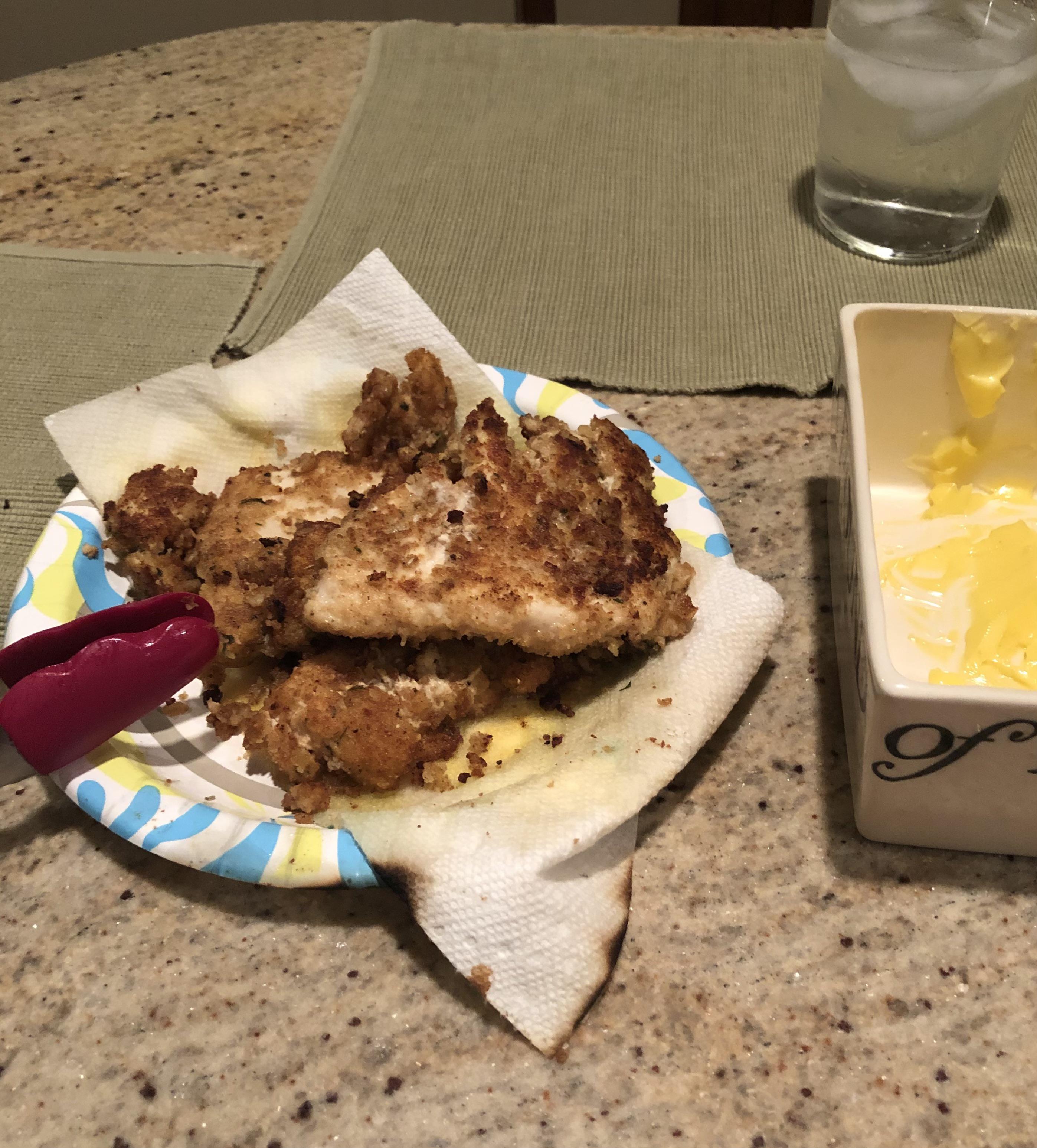 Estimates for the top piece of panfried chicken? r/caloriecount